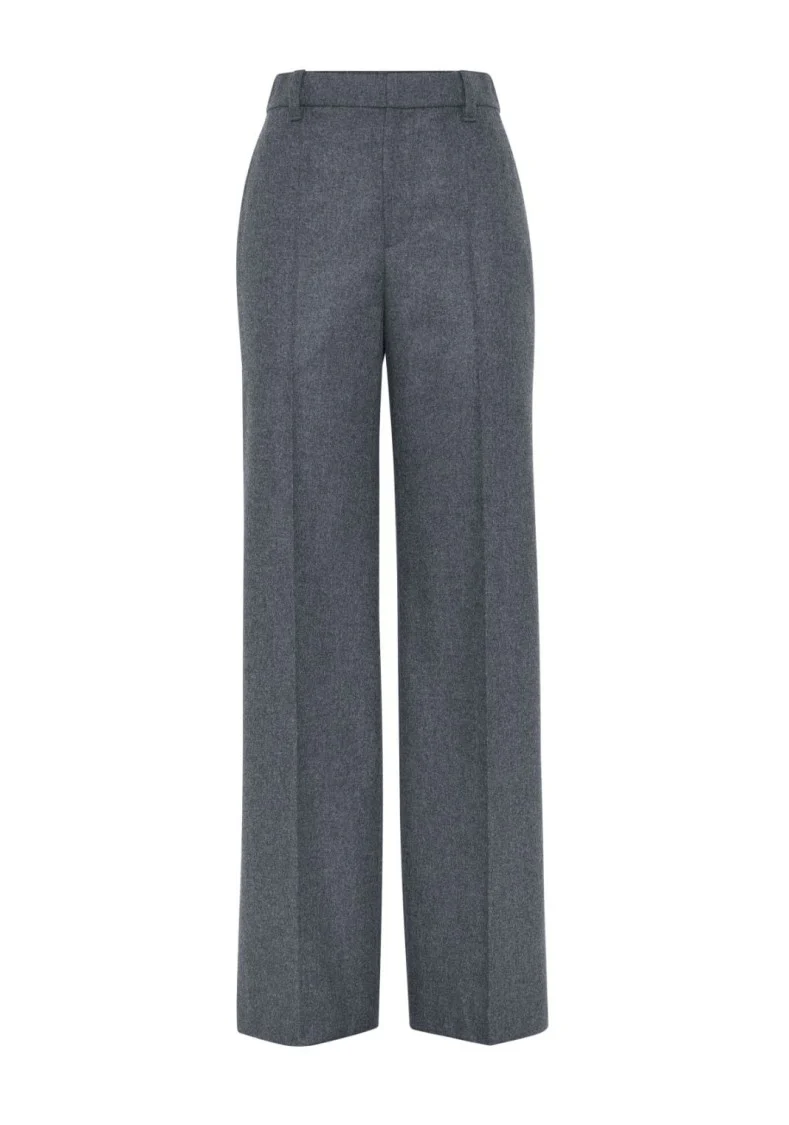 Wide-Leg Tailored Trousers With Front Pleats