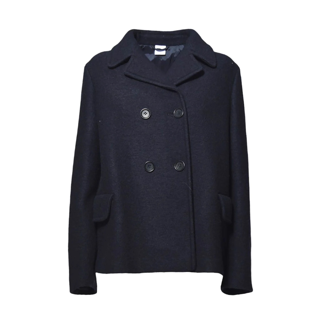 Navy Blue Boxy Felted Wool Jacket