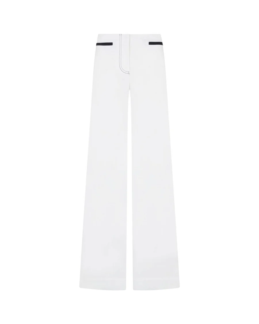 Flare Trouser With Contrast Pockets - White