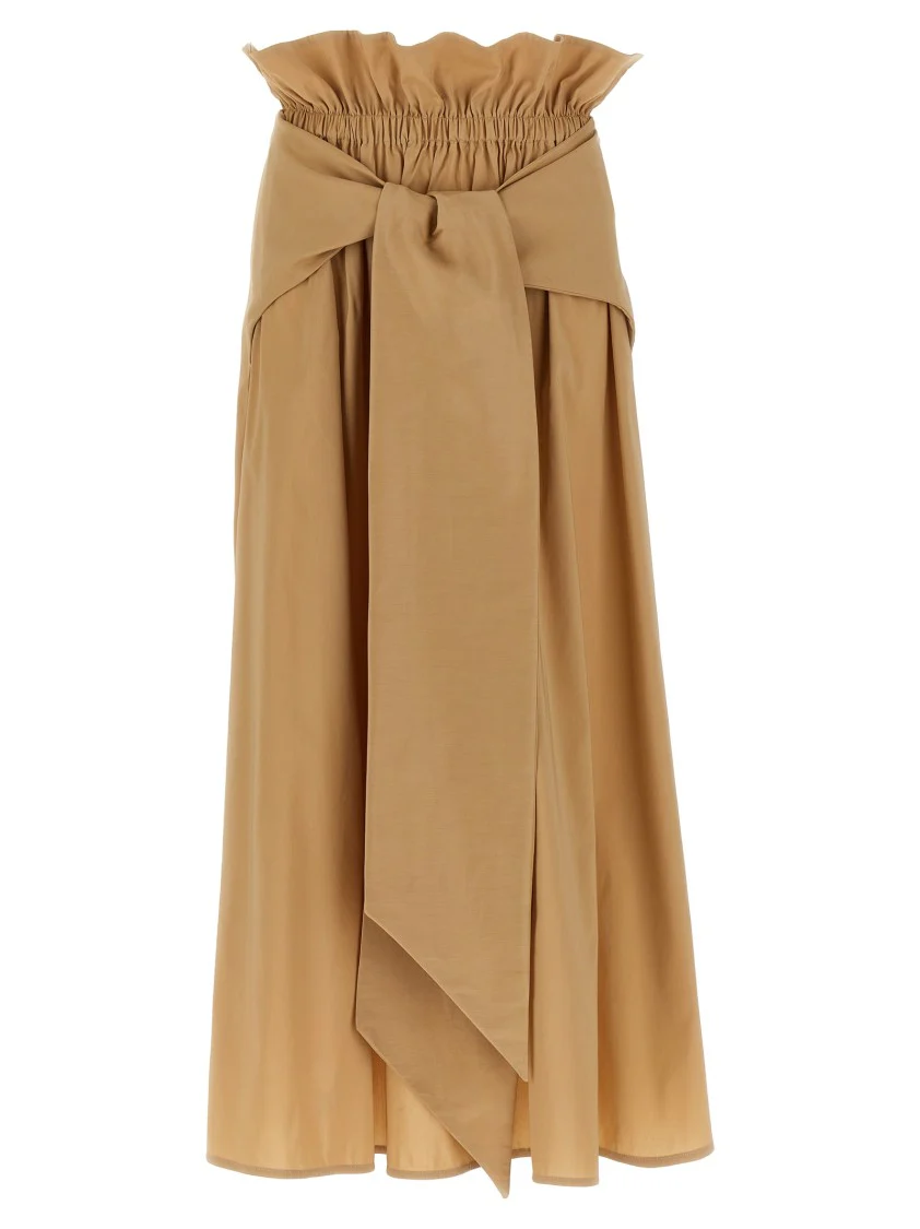 Tulip Midi Skirt With Front Bow