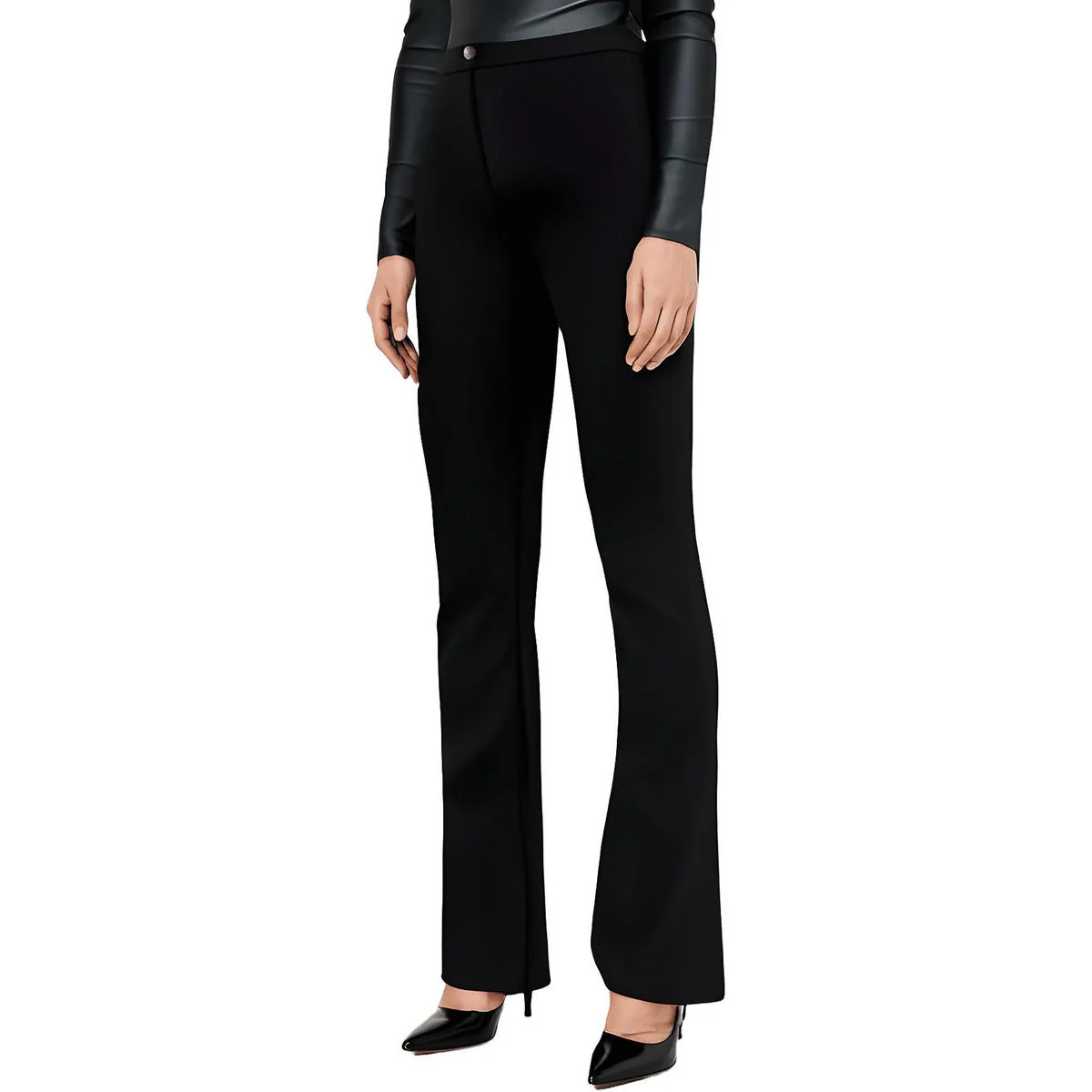 Womens Solid Ponte Flared Pants