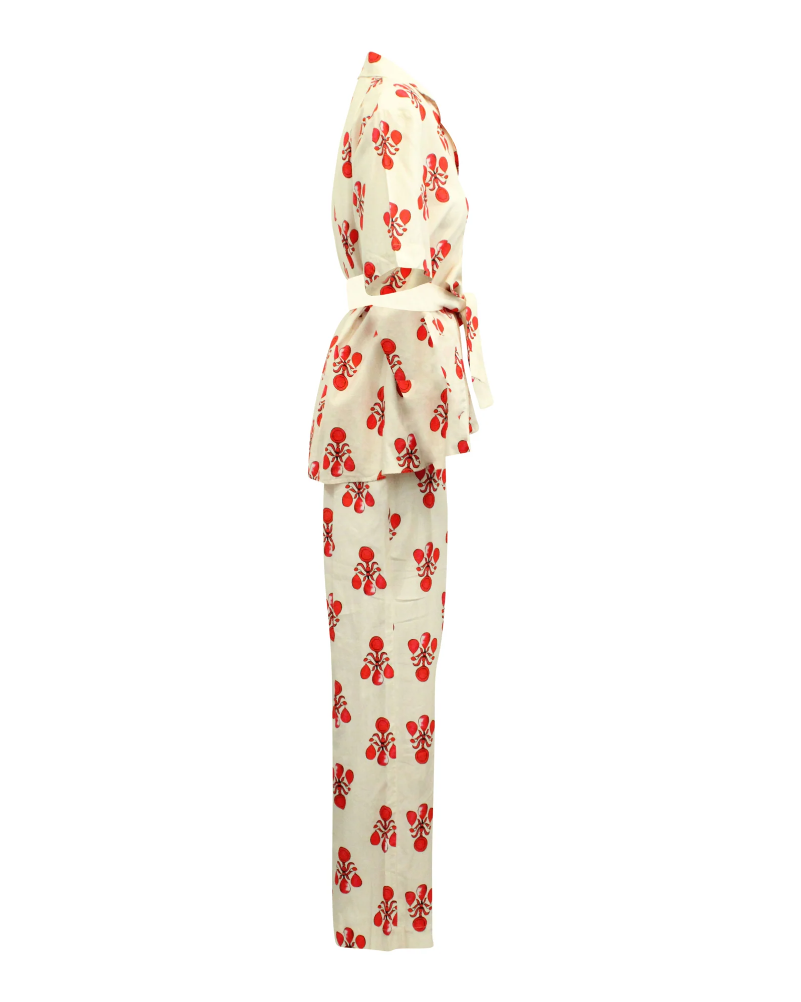 Emilia Wickstead Fifi Pyjama Set in Red Cotton