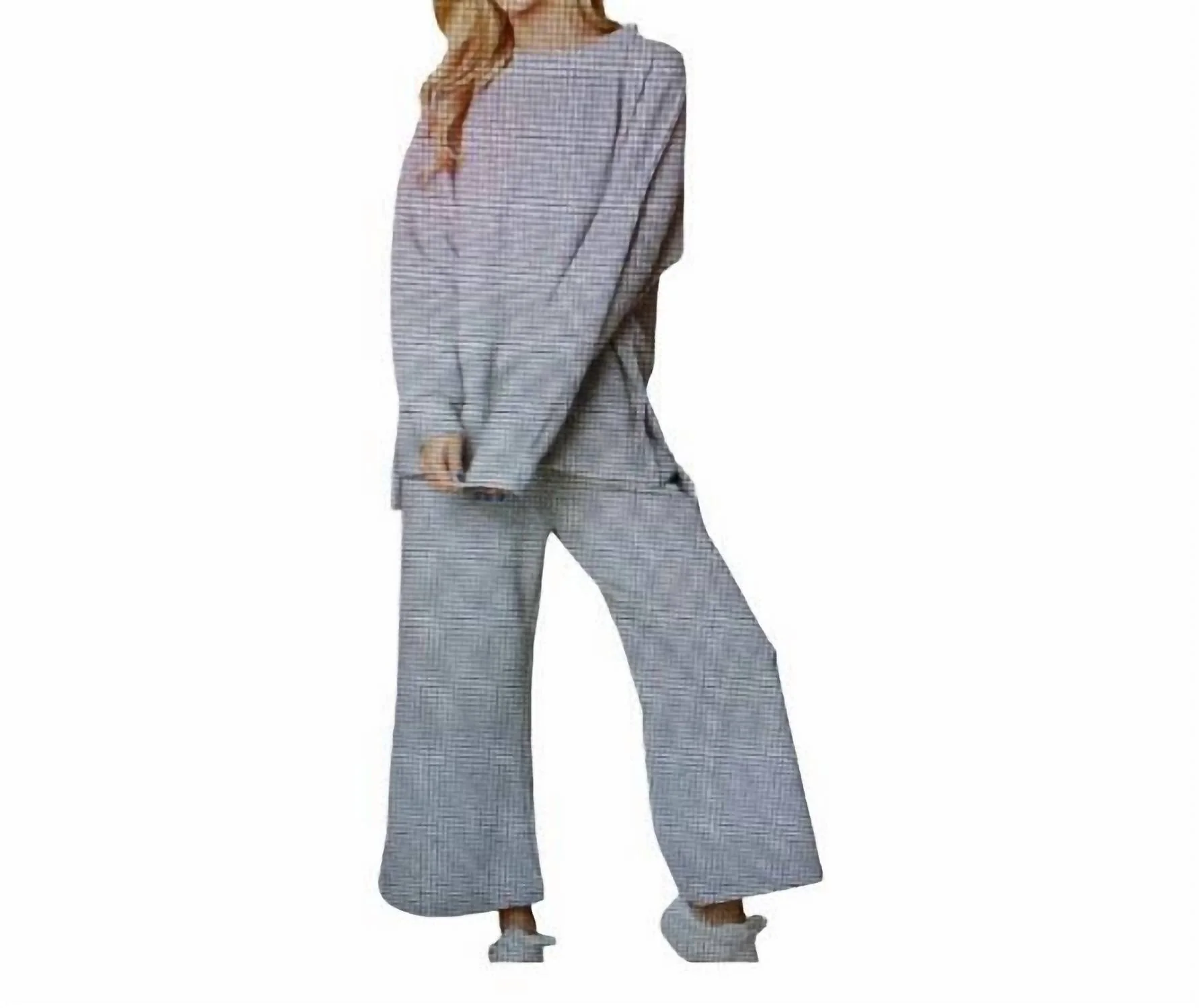 Womens Solid Textured Matching Set In H. Gray