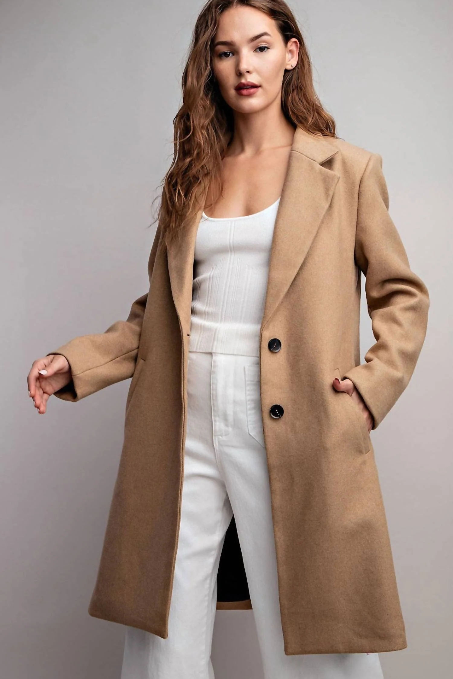Collared Coat In Camel
