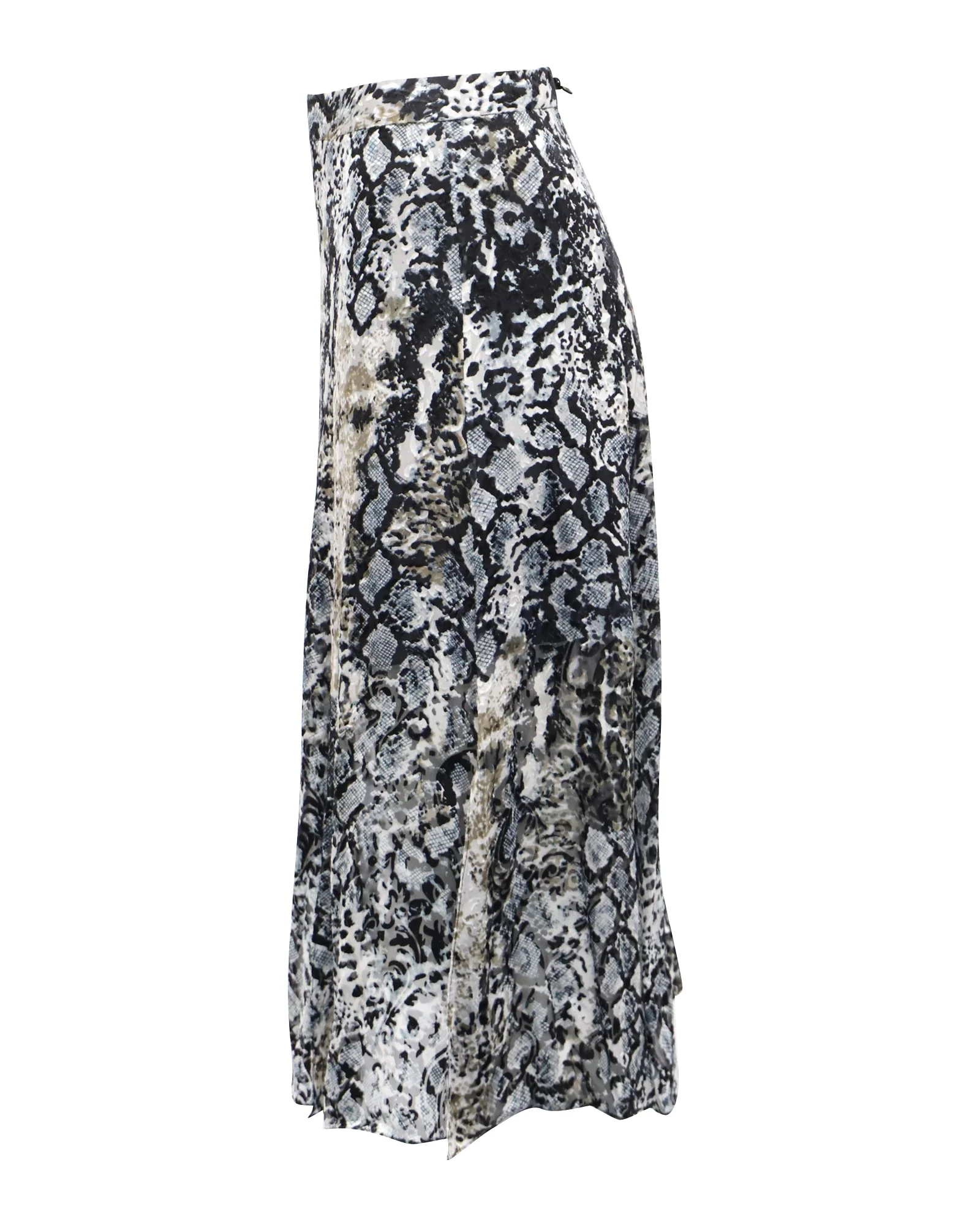Alice + Olivia Athena Snake-Print Burnout Midi Skirt in Multicolor Viscose