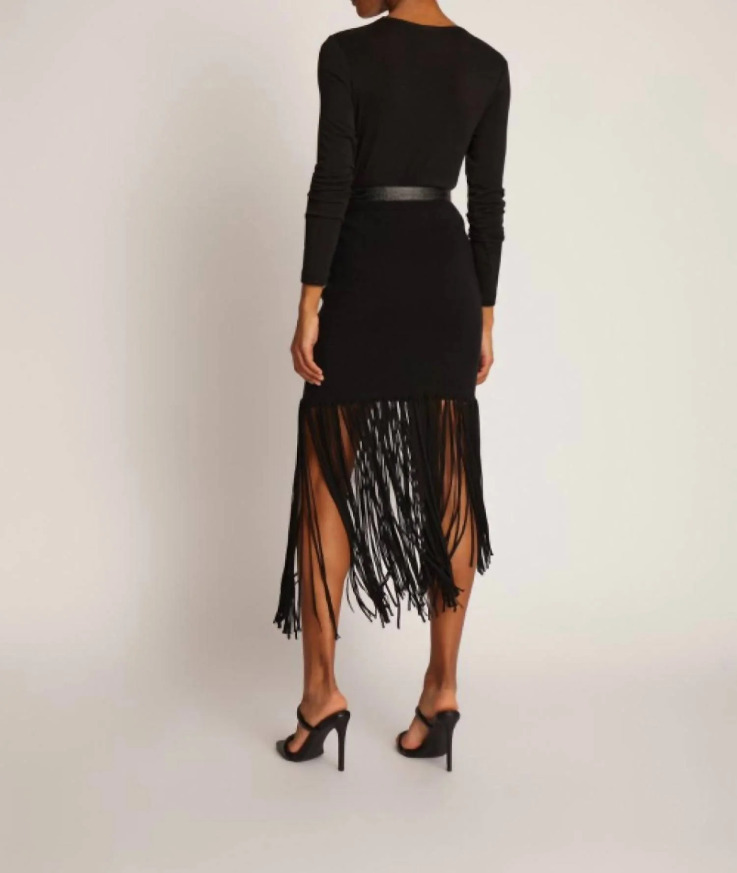 Tayru Fringe Skirt In Black