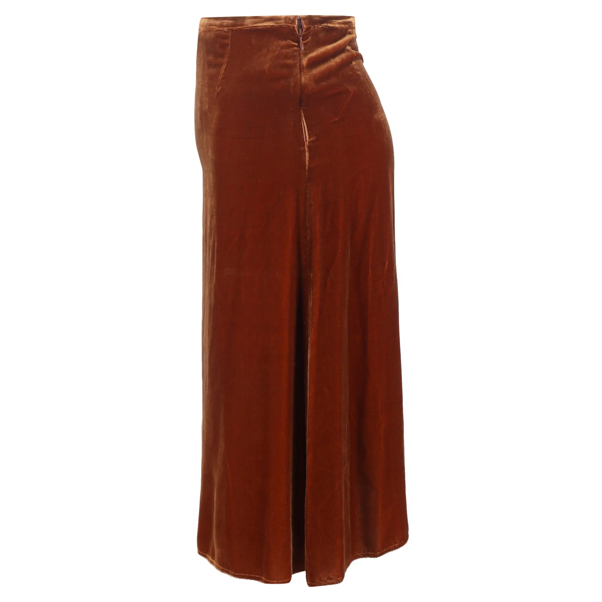 Joseph High-Waist Skirt in Brown Velvet