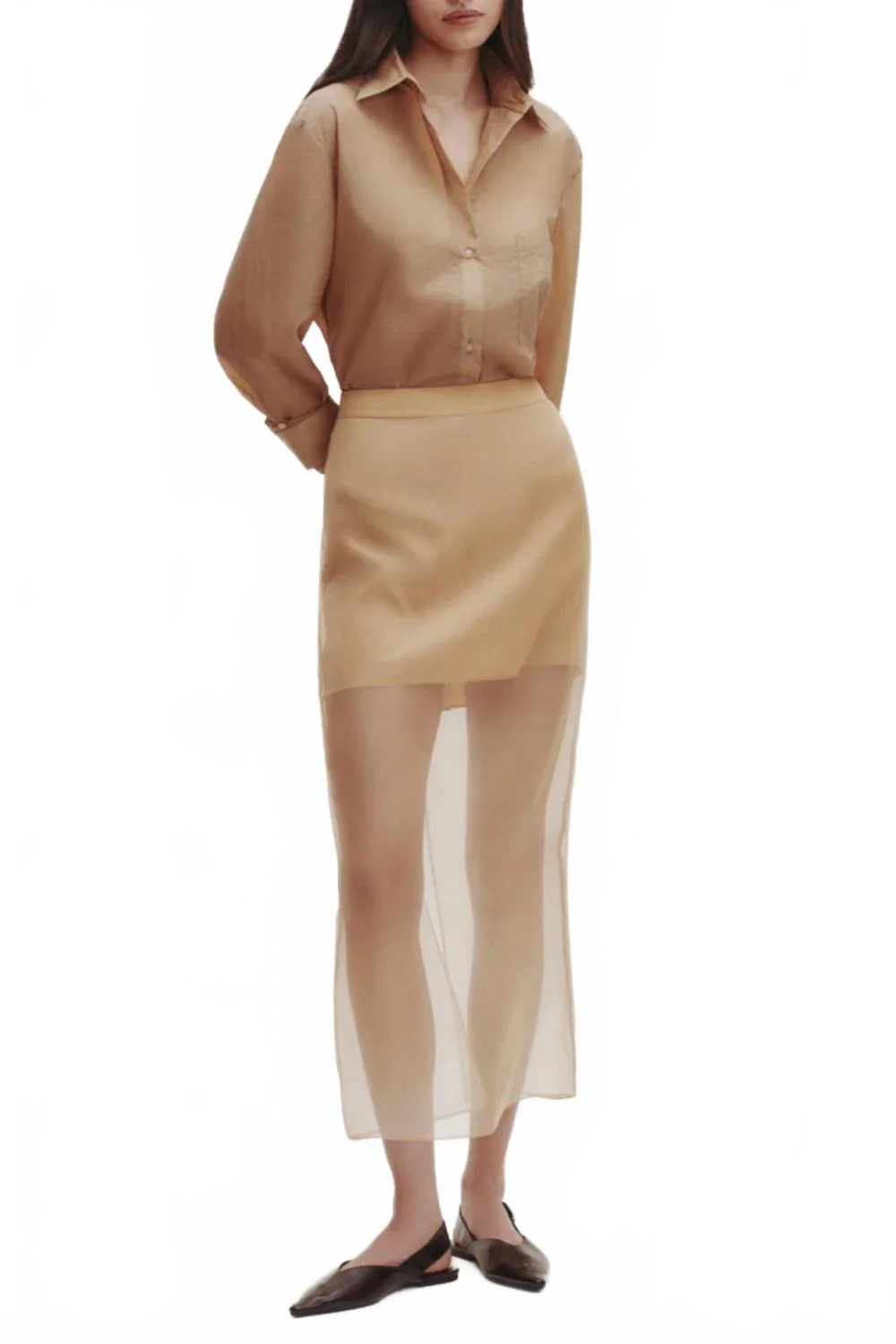 Sylkie Midi Skirt In British Khaki