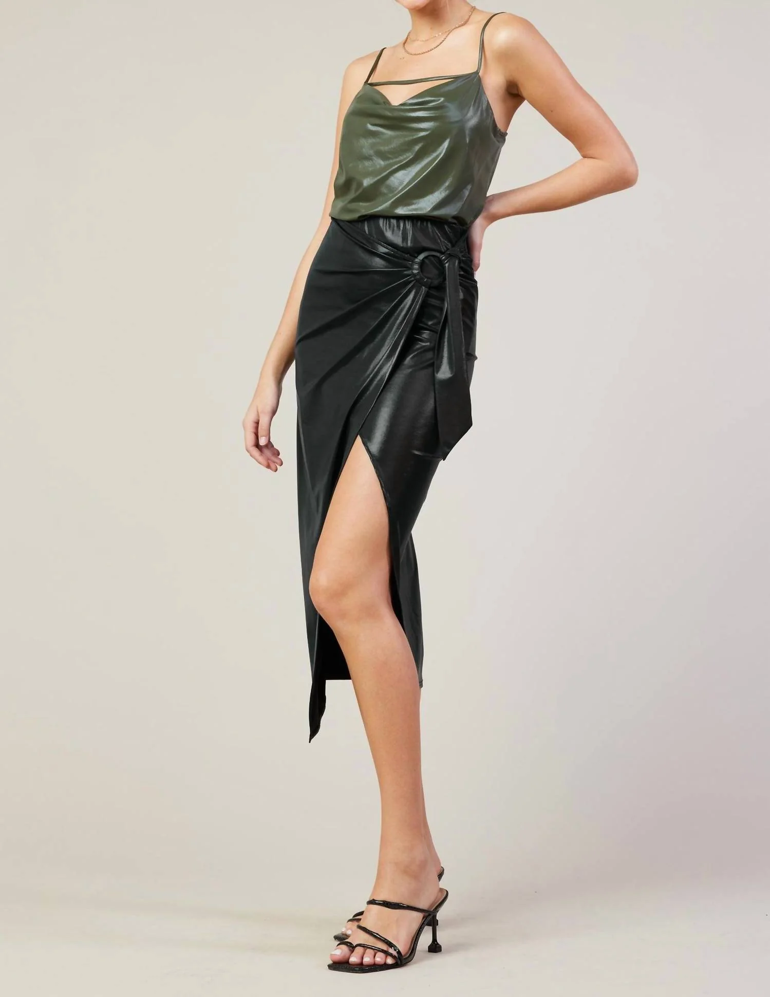 Wrap Midi Skirt In Black