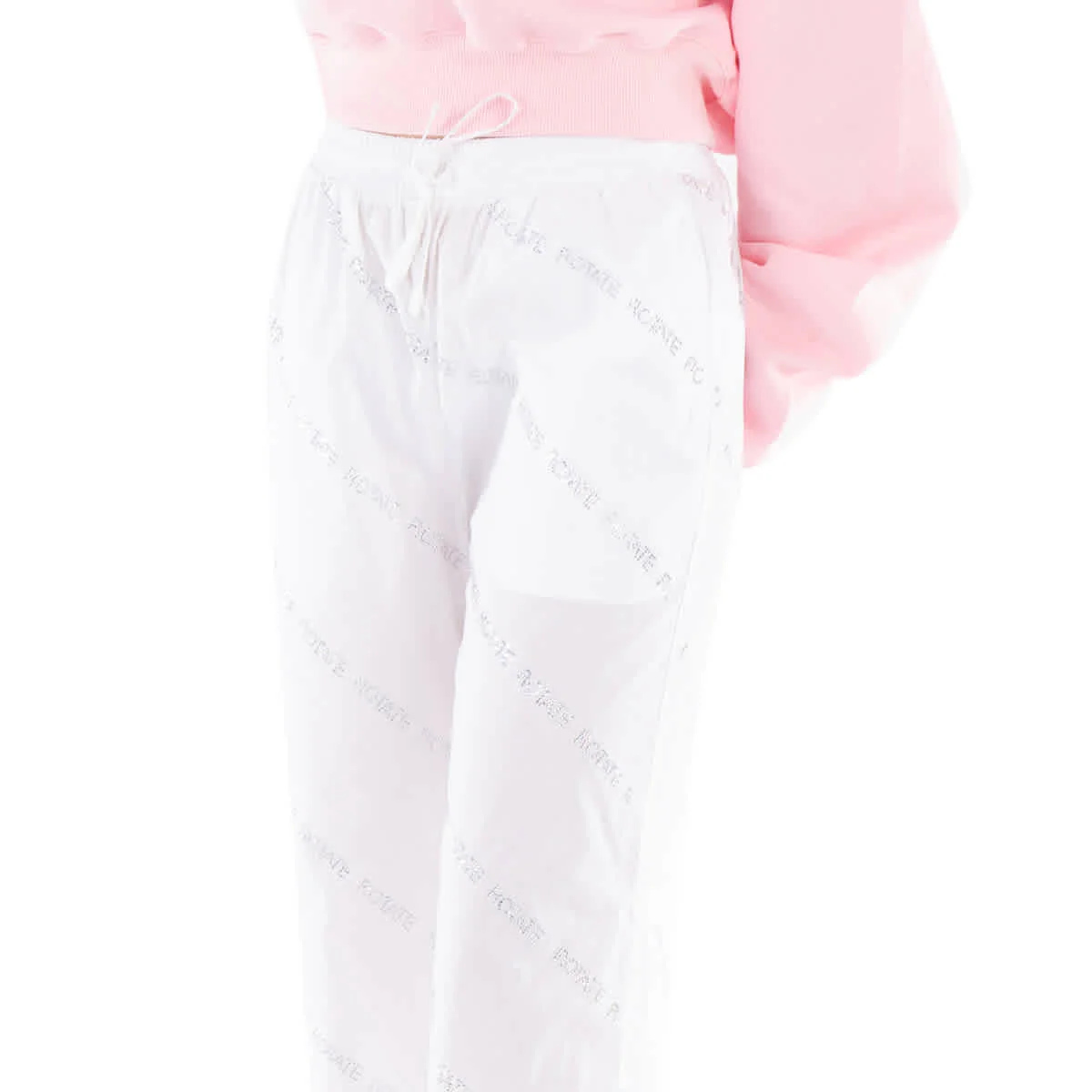 Rotate Ladies Bright White Comb Rotate Crystal Poplin Pants
