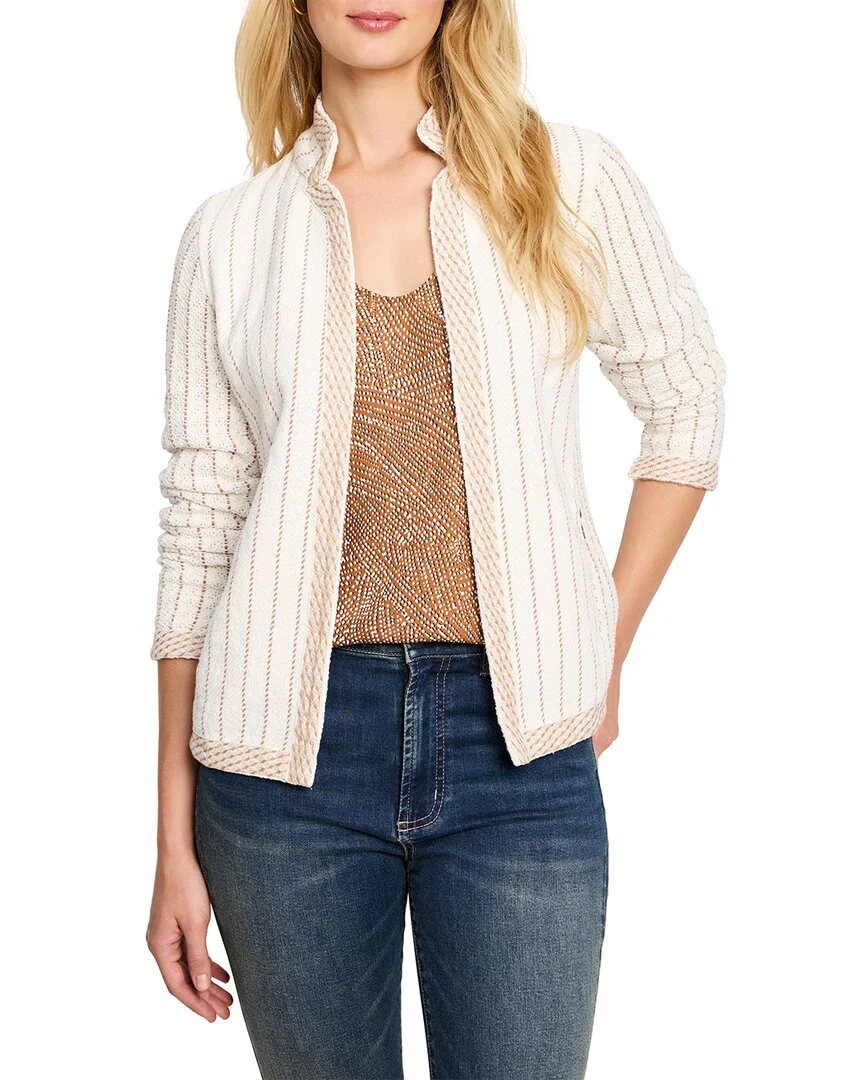 NIC+ZOE Pinstripe Notch Collar Knit Jacket