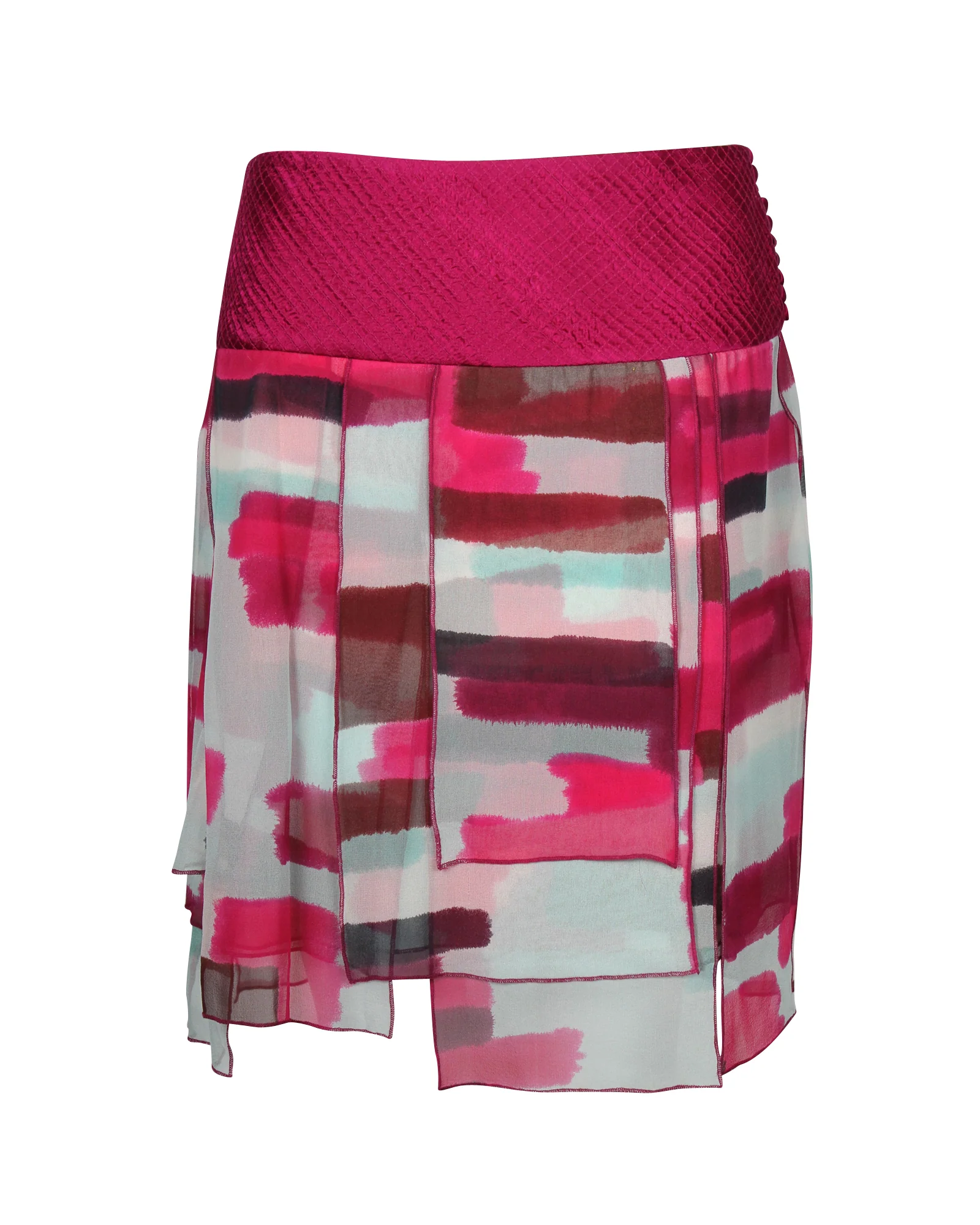 Diane Von Furstenberg Geometric Panels Flowy Skirt in Pink Silk