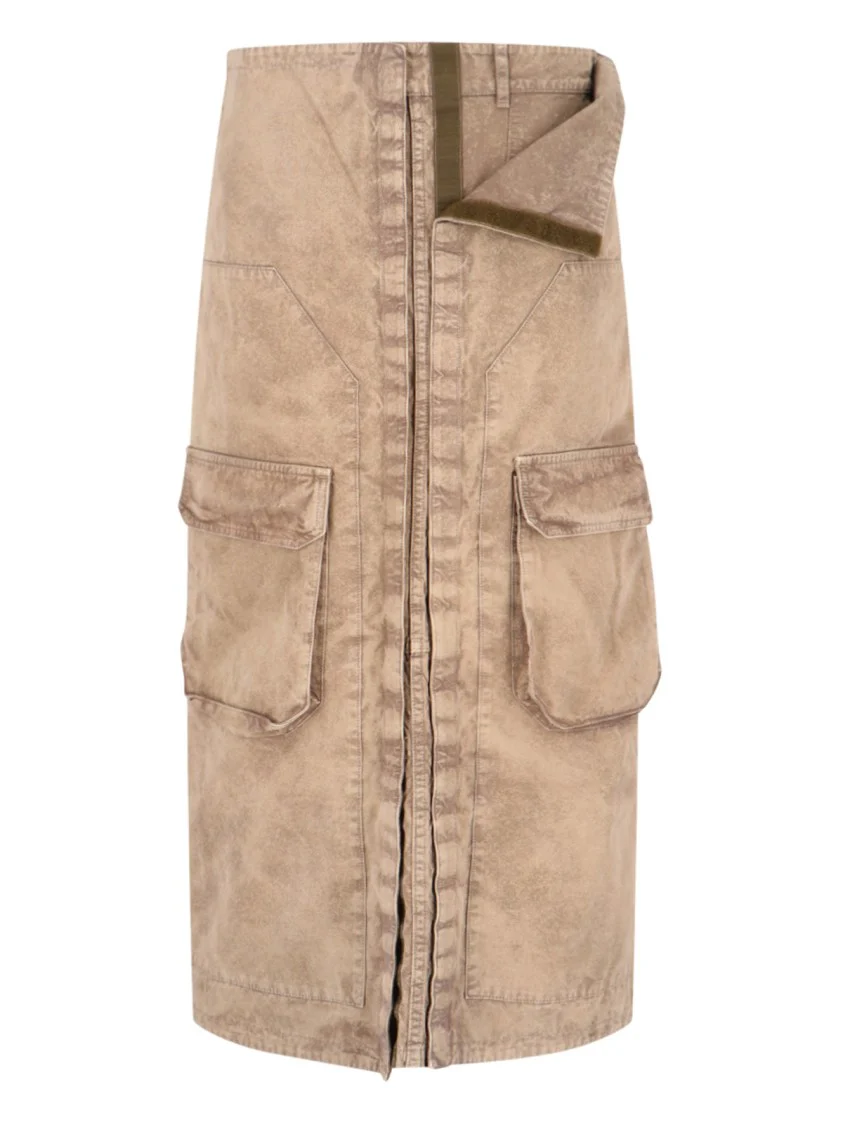 Maxi Cargo Skirt In Brown Cotton