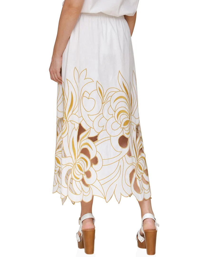 Avec Les Filles Embroidered Midi Skirt
