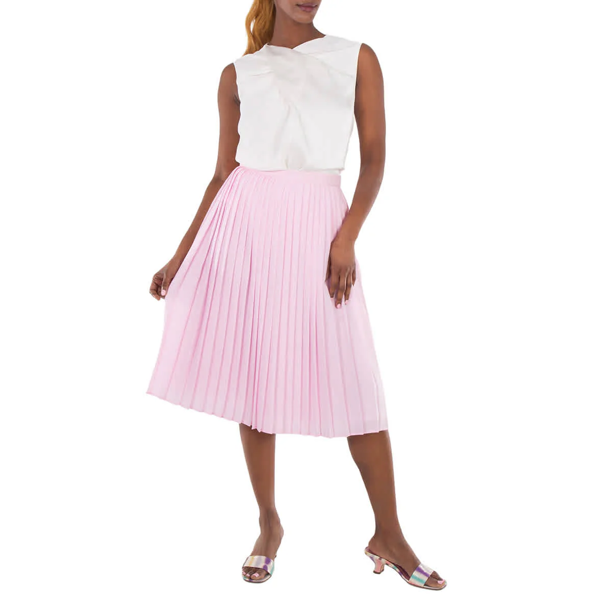 Burberry Pink Mariner Silk Lined Pleated Skirt