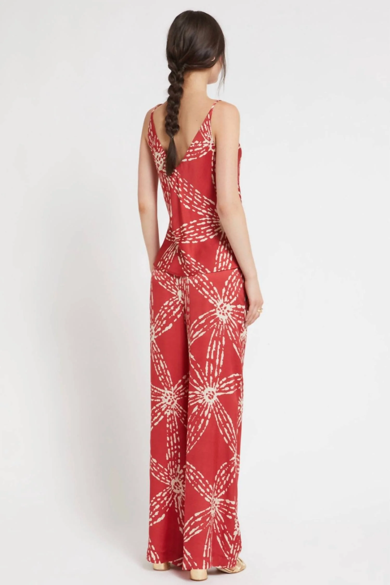 Lampone Wide Leg Pant In Burnt Red