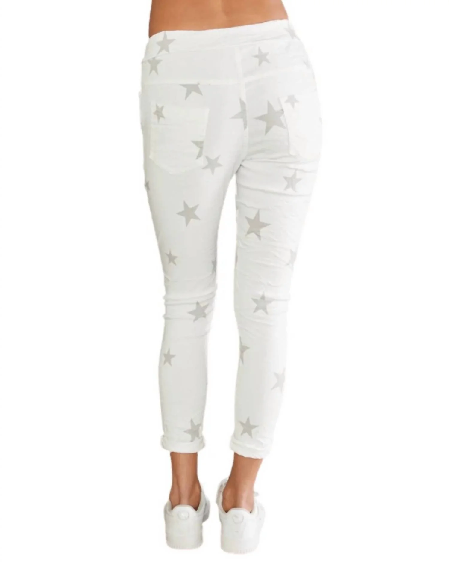 Luce Stellare Embellished Crinkle Joggers In White
