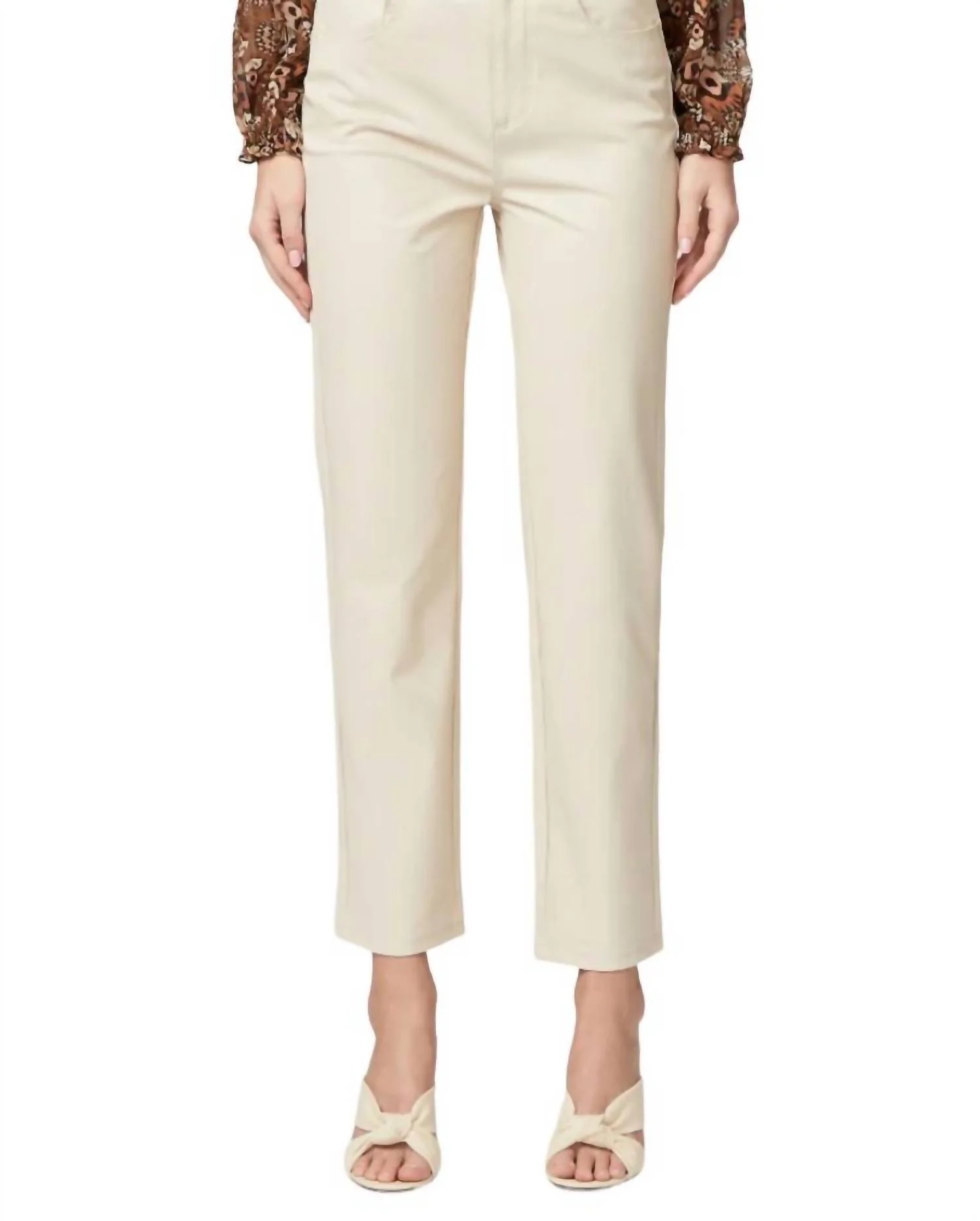 Stella Straight Leg Vegan Leather Pant In Ecru