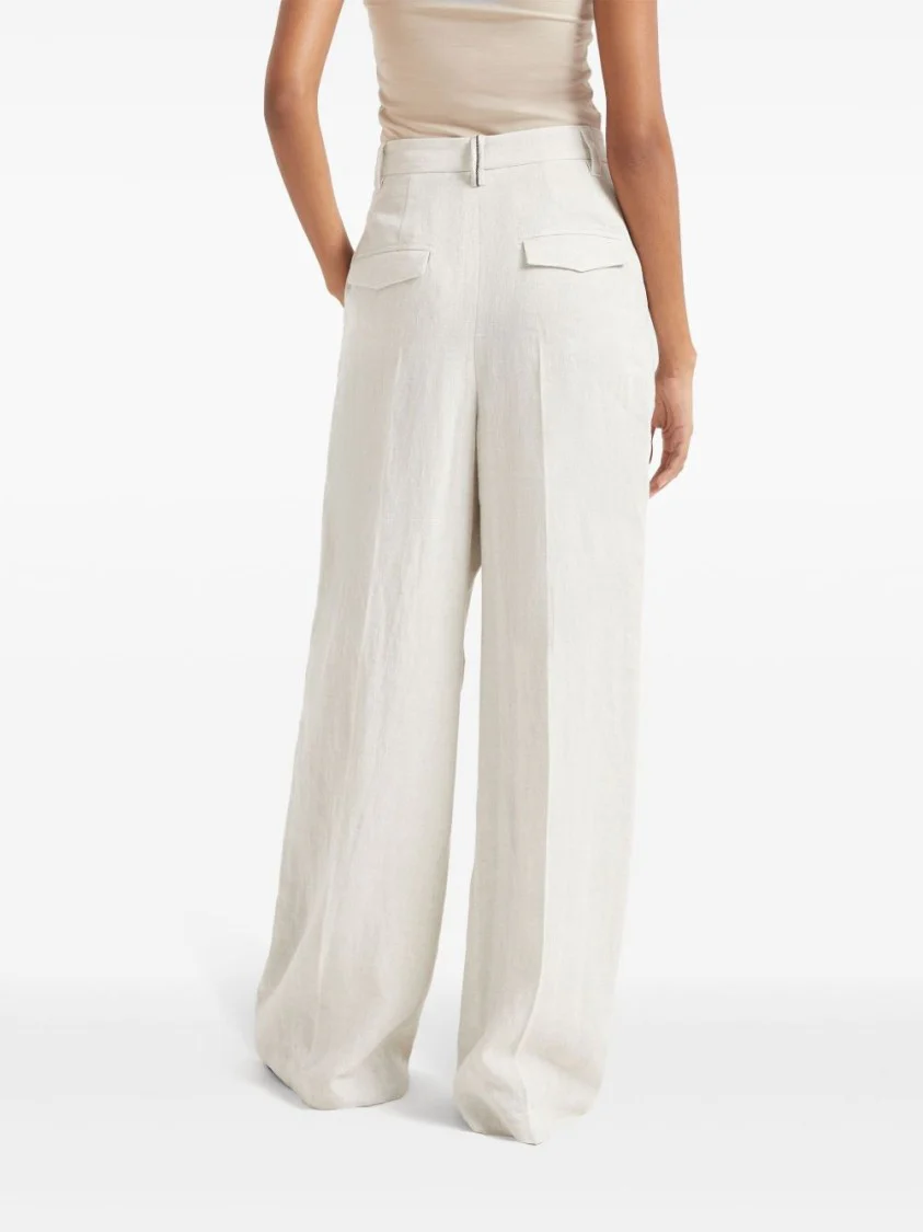 High-Waisted Wide-Leg Trousers With Concealed Fastening