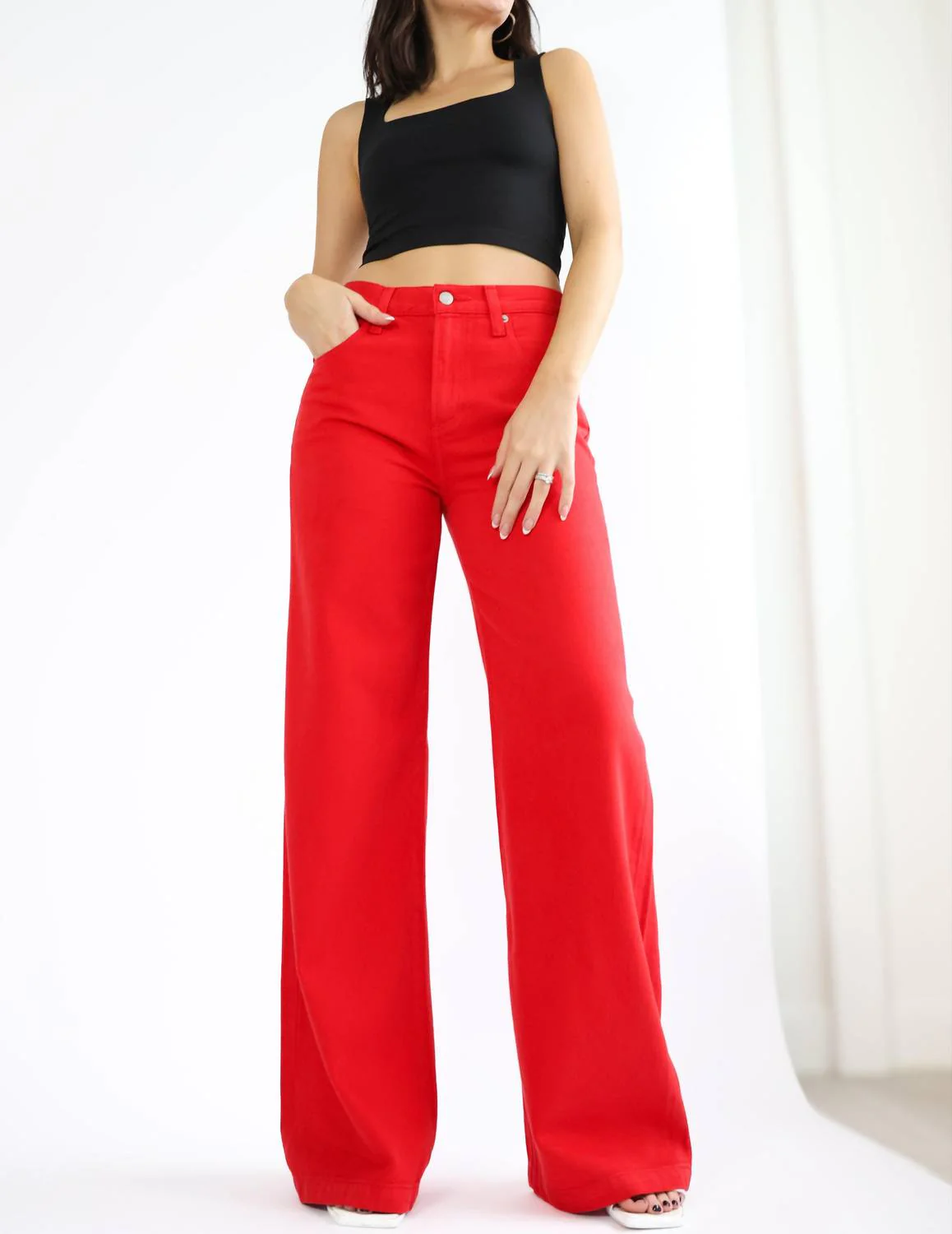 Jadyn Low Slung Palazzo Jean In Samba