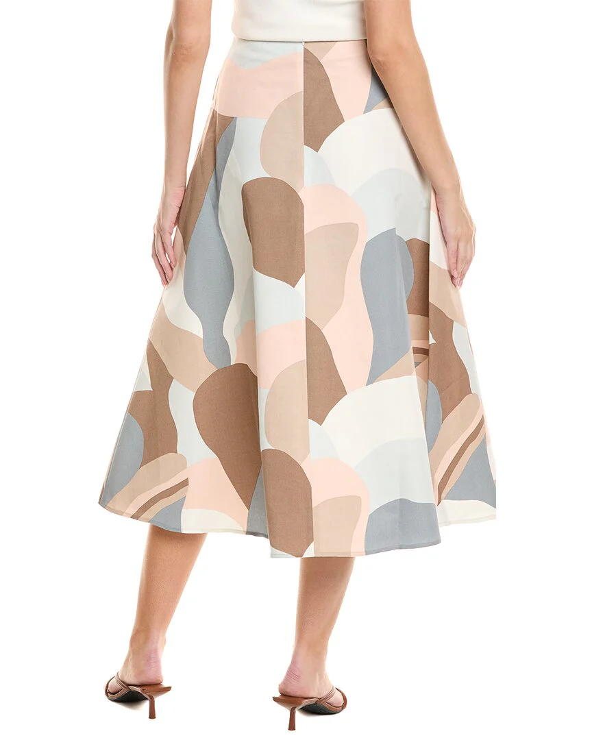Marimekko Laita Kamelia Linen-Blend Midi Skirt