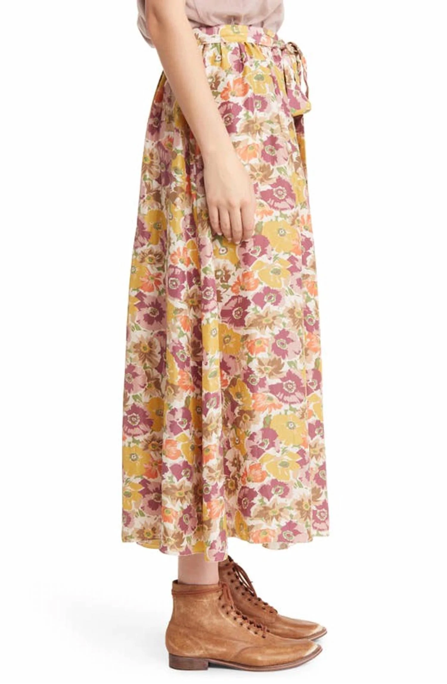 Papyrus Skirt In Golden Lilac Flower