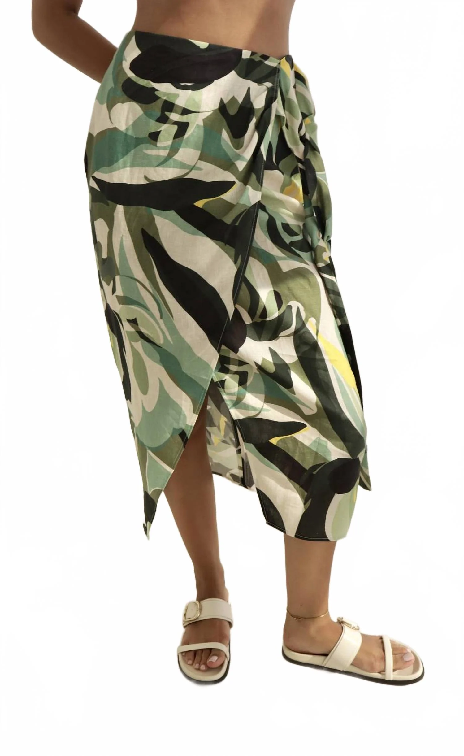 Wrap Midi Skirt In Floral Print