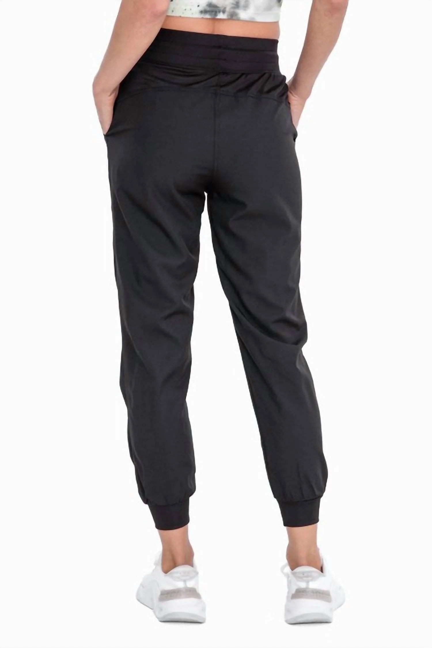 Ruched Front Joggers In Black