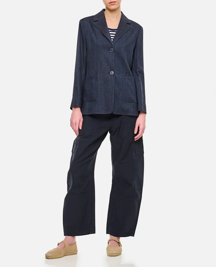 Derna' Tailored Blue Jacket With Front Button Fastening