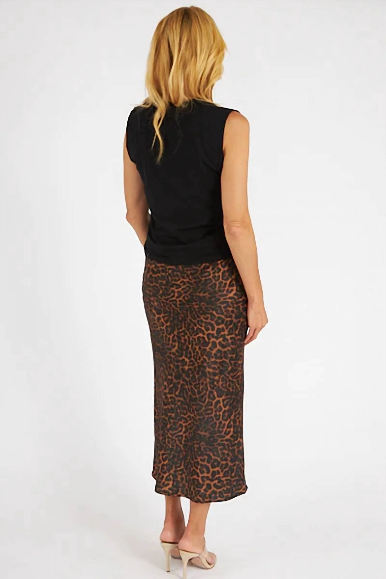 Athena Sateen Animal Slip Skirt In Leopard