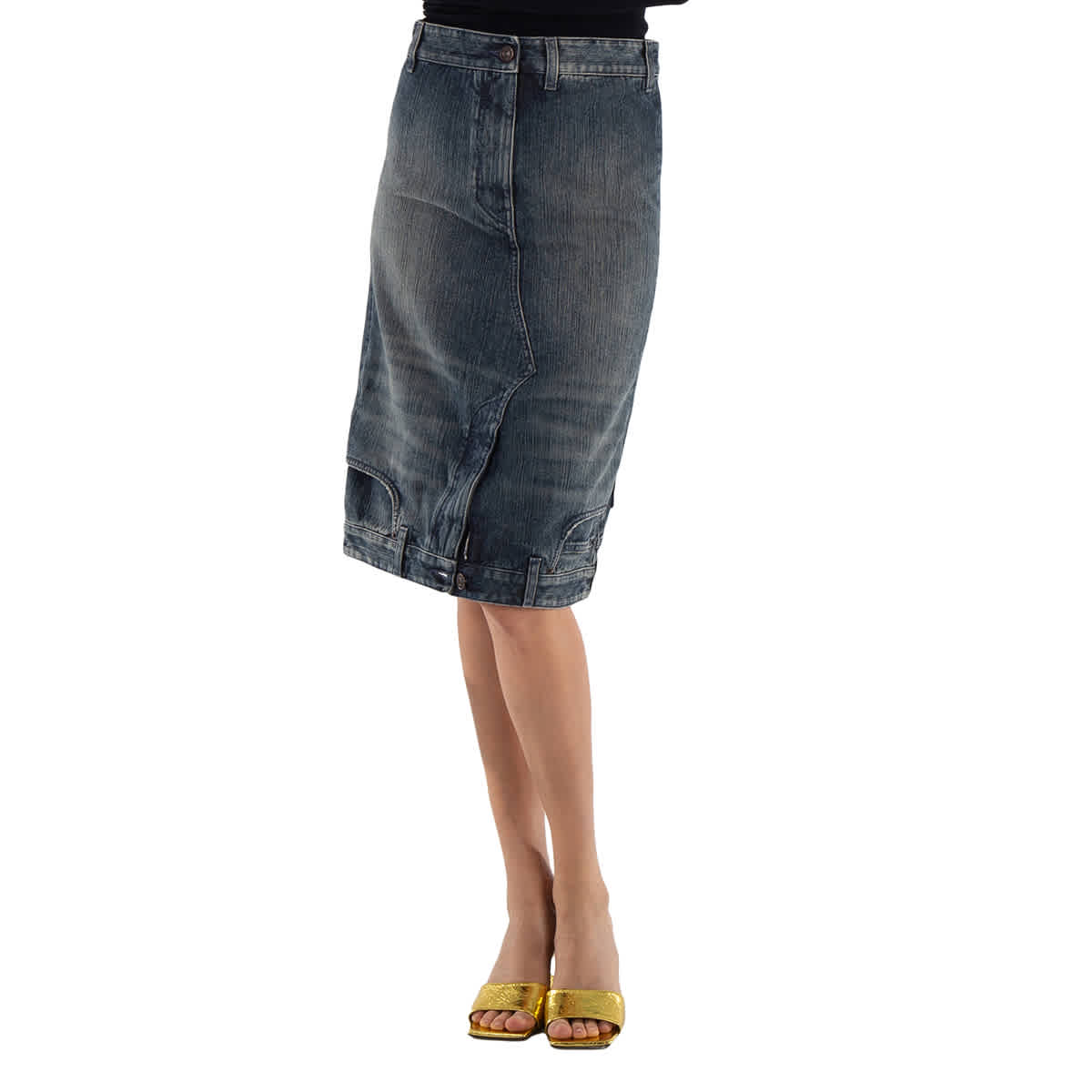 Balenciaga Deconstructed Midi Denim Skirt