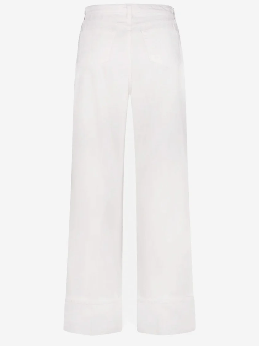 White Cotton Denim Jeans With Belt Loops