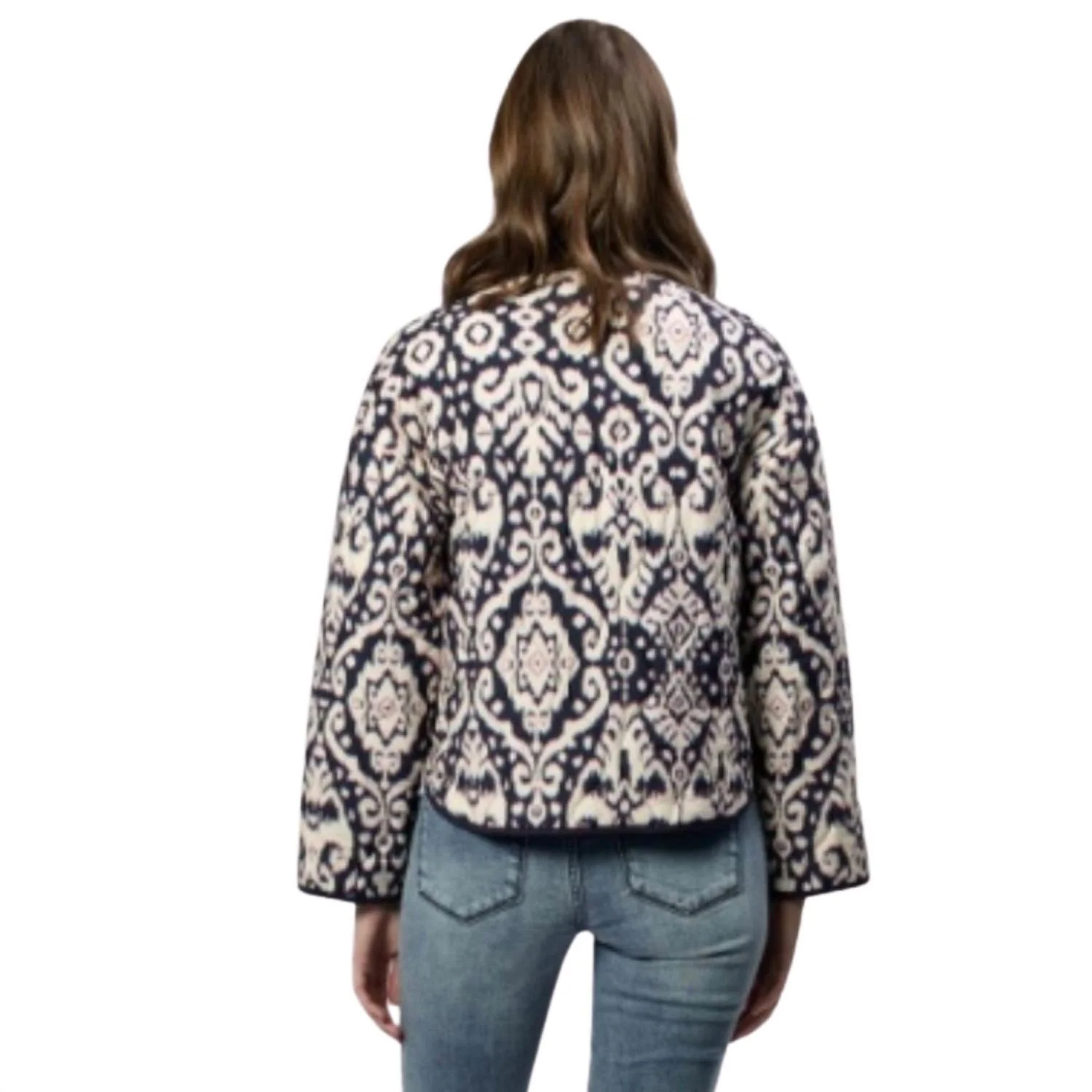 Elke Long Sleeve Button Up Jacket In Multi Color