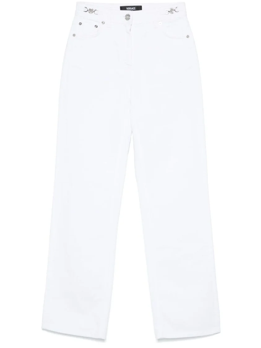 High-Waist Straight-Leg Cotton Jeans