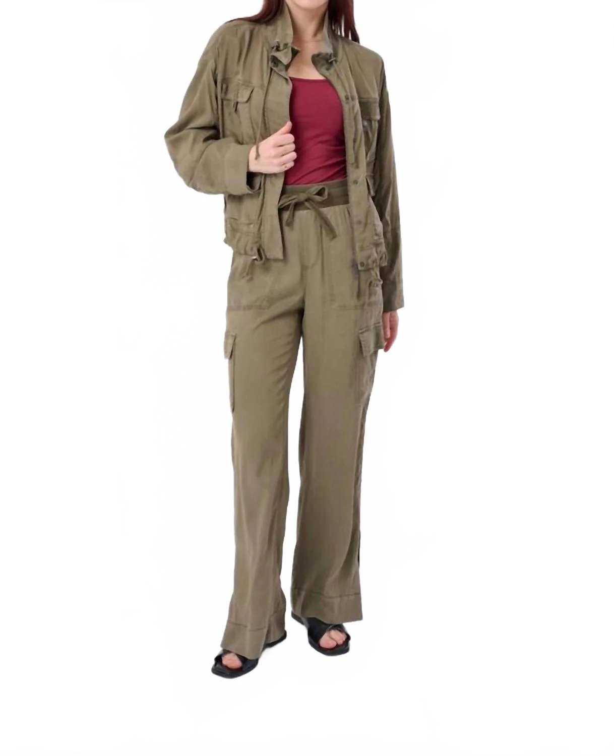 Caracas Wide Leg Cargo Pants In Oak