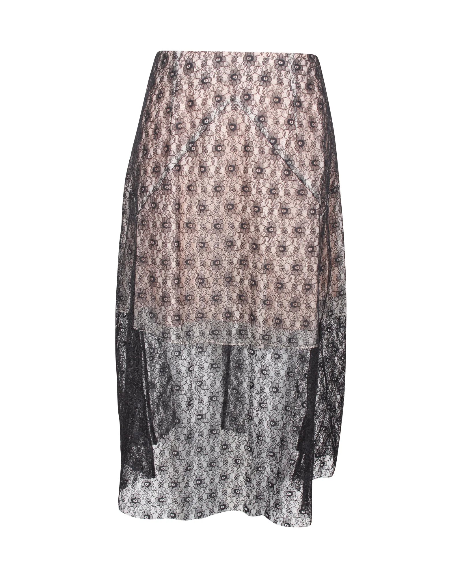 Stella McCartney Knee Length Lace Skirt in Black Silk