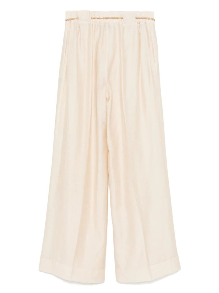 Light Beige Wide Leg Trousers