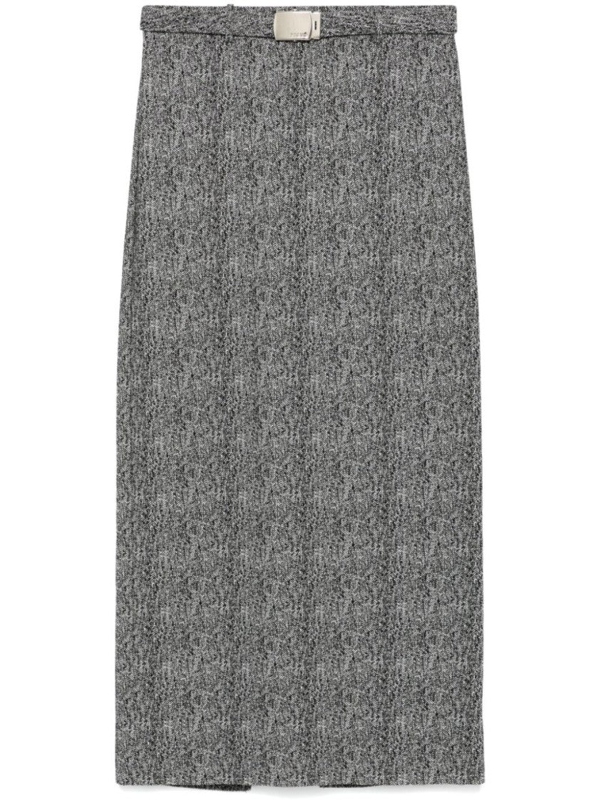 Long Herringbone Pattern Pencil Murray Skirt