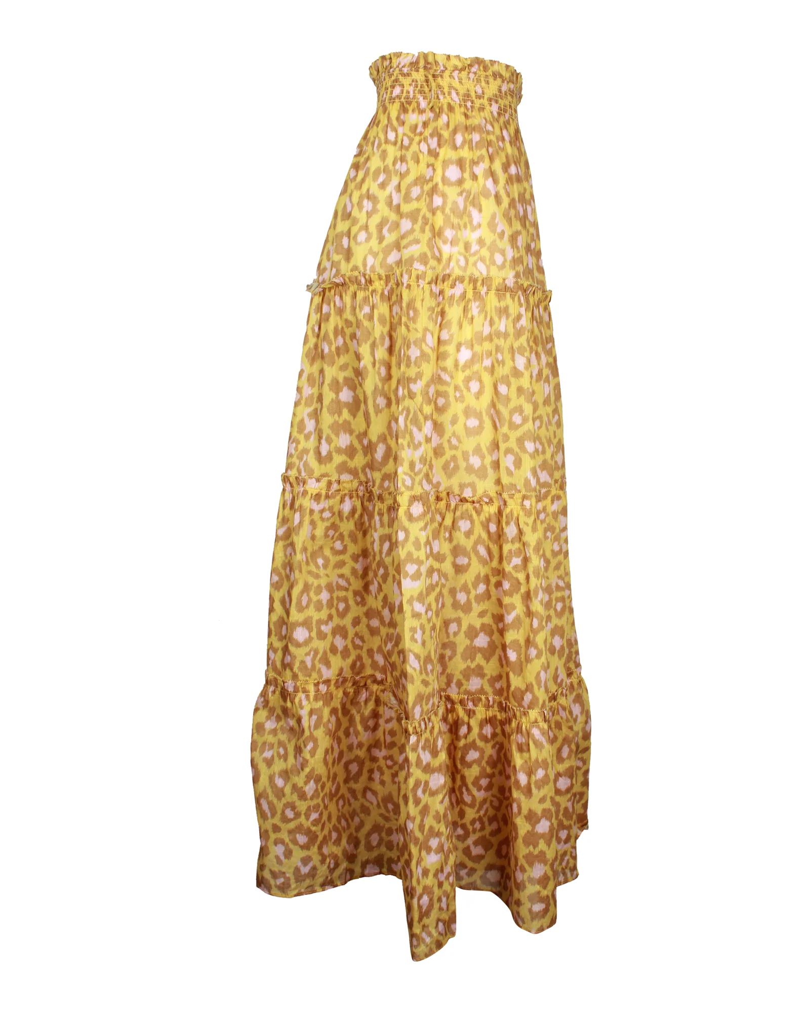 Zimmermann Leopard-Print Maxi Skirt in Yellow Cotton