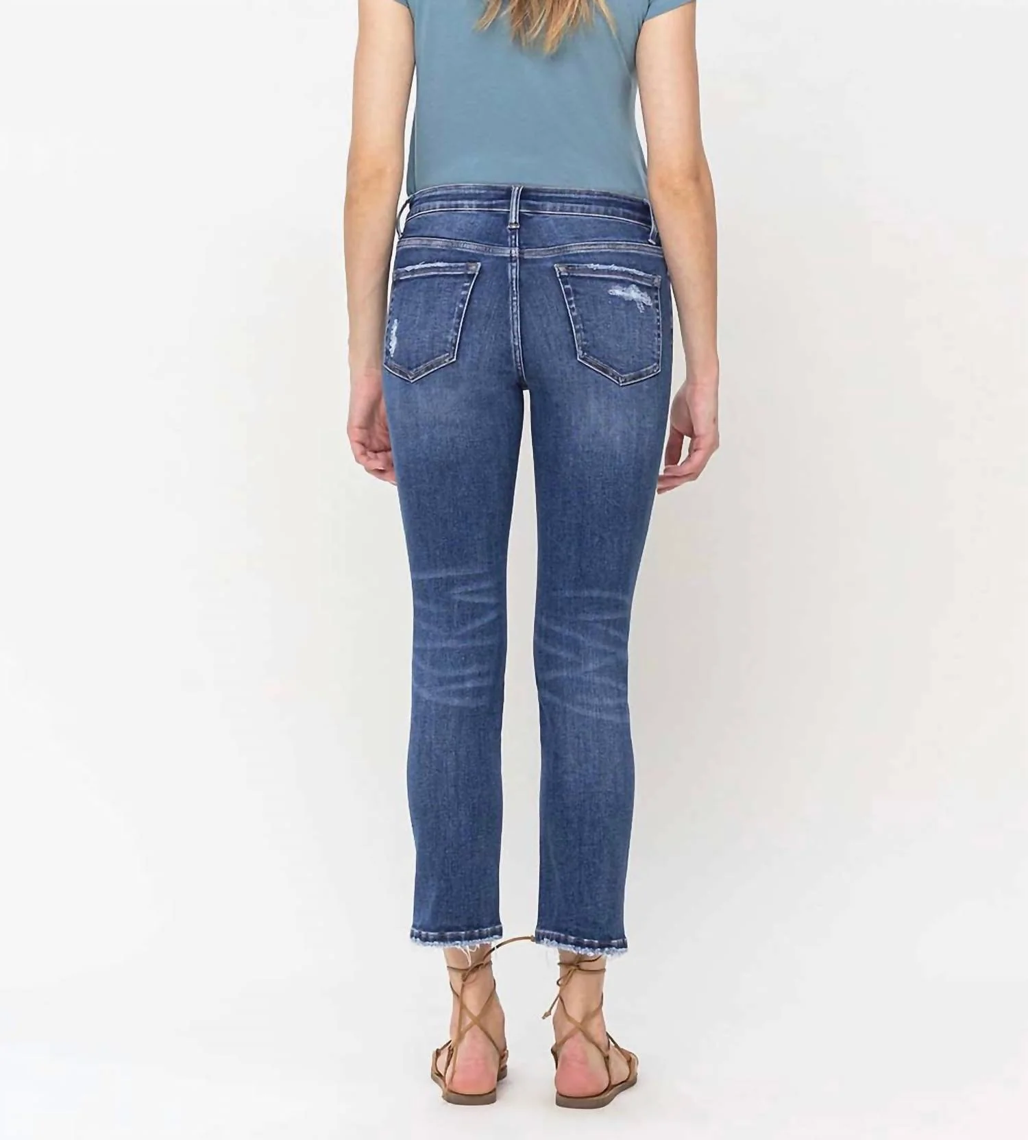 Jessel Mid Rise Crop Slim Straight In Dark-Hued
