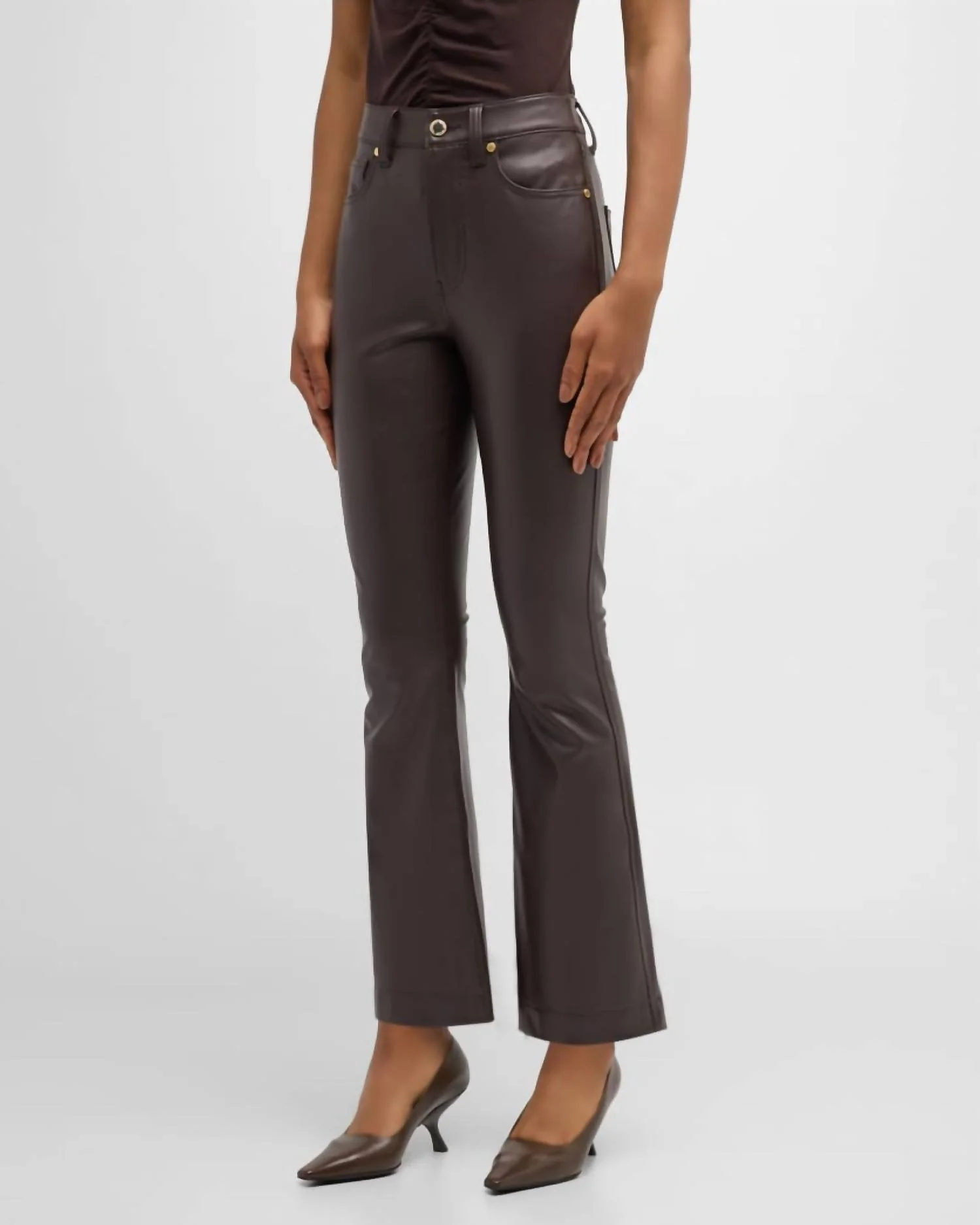 Carson High Rise Ankle Flare Pant In Dark Chocolate