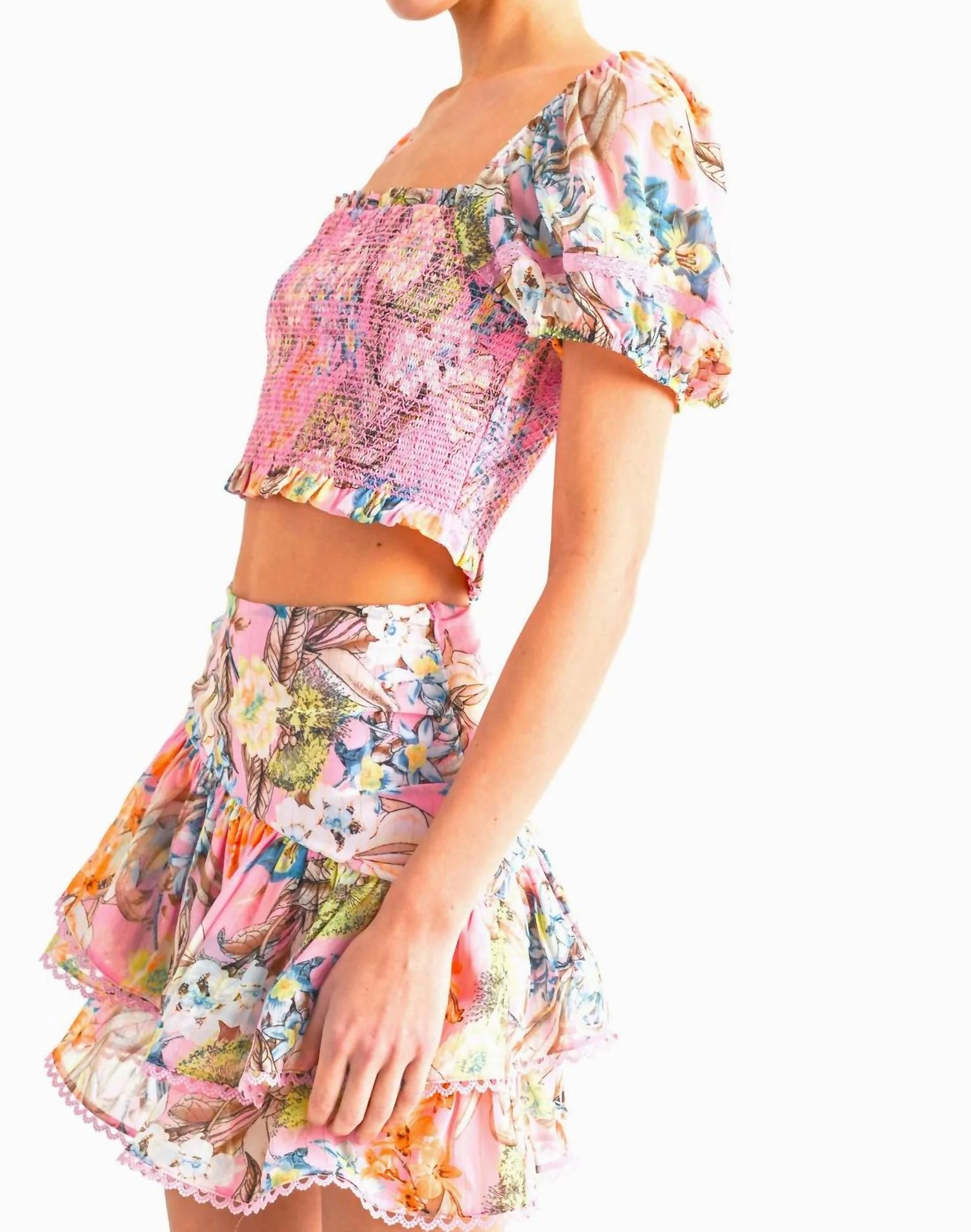 Floral Skirt In Pink Floral