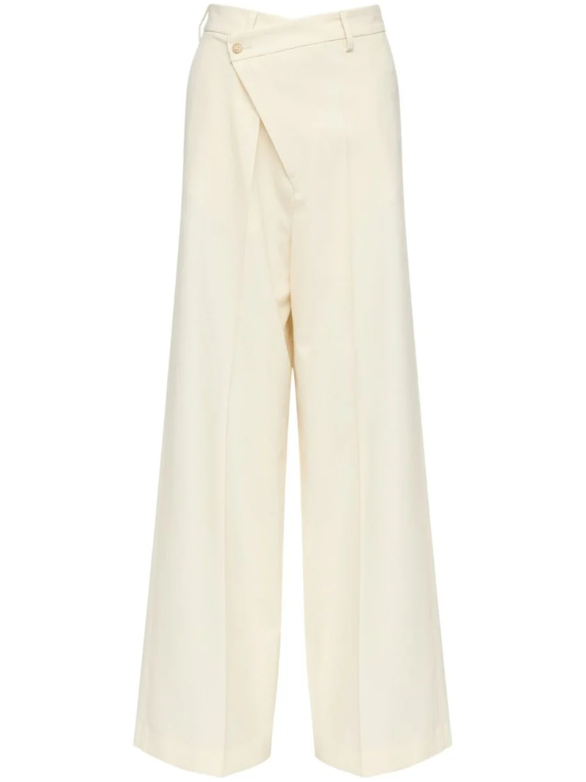 Light Beige Trousers With Off-Centre Fastening