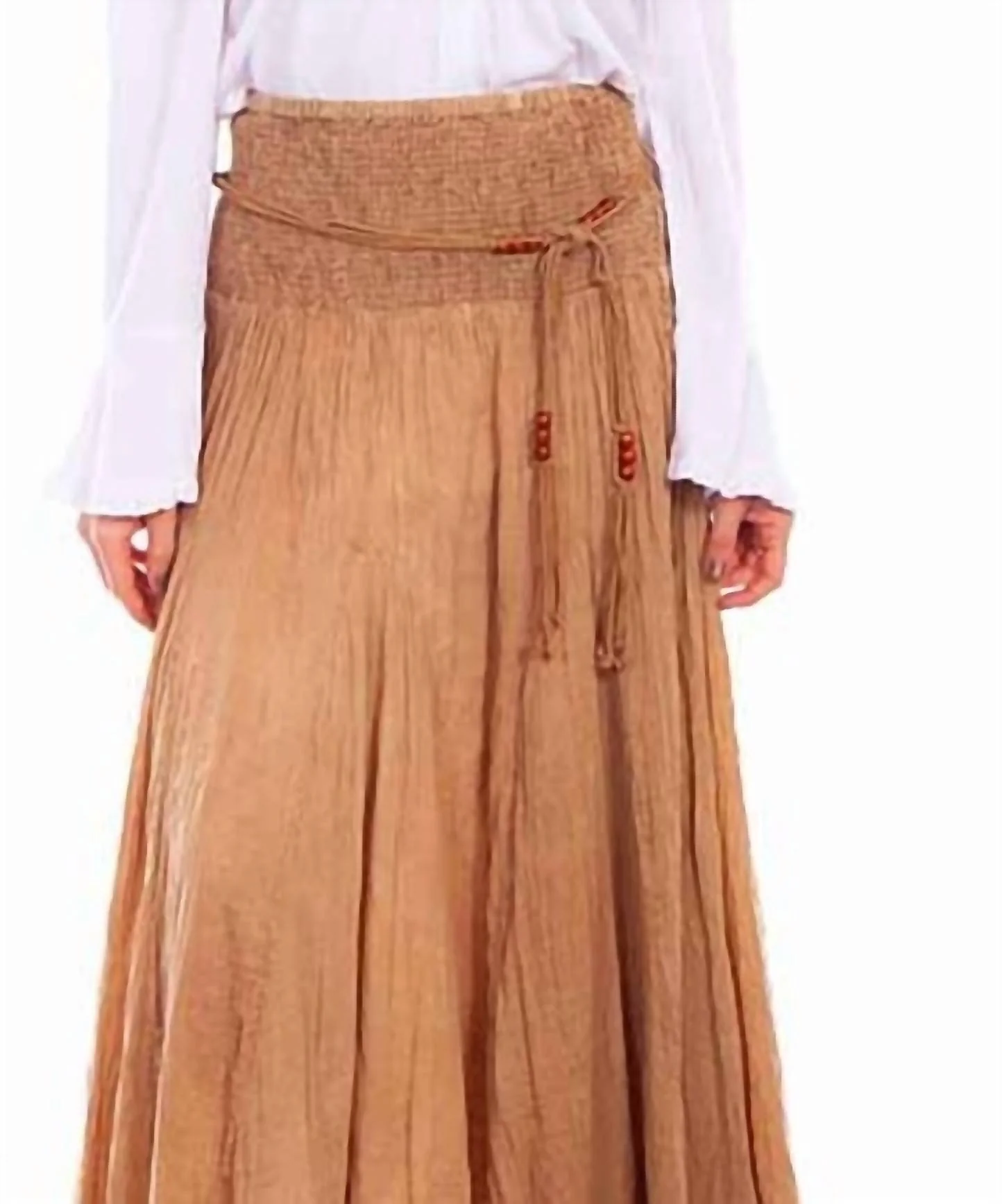 Western Acid Wash Skirt In Khaki