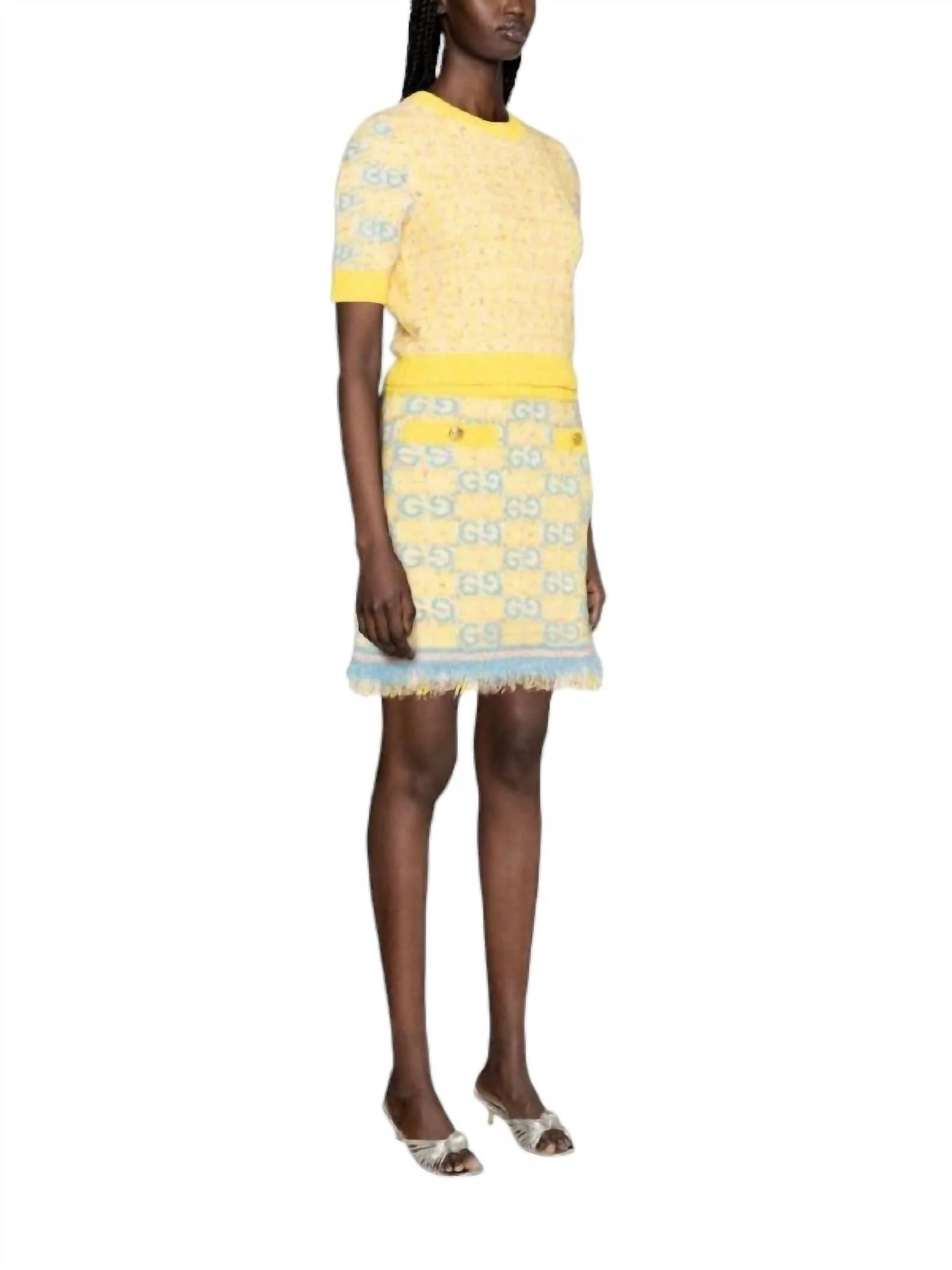 Boucle Mini Skirt In Yellow