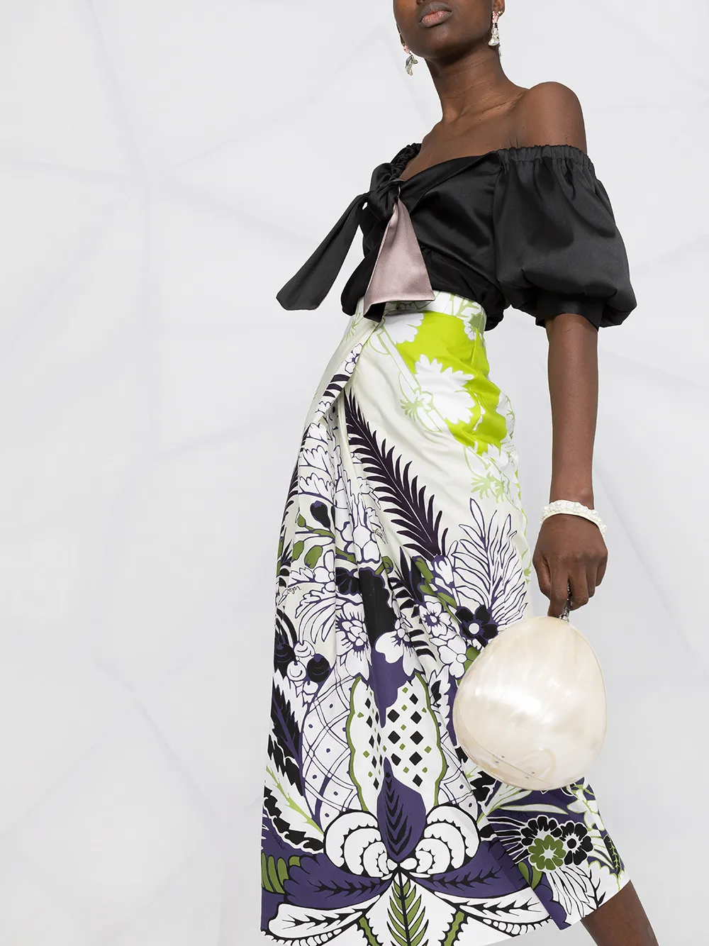 Valentino World Arazzo Print Midi Skirt