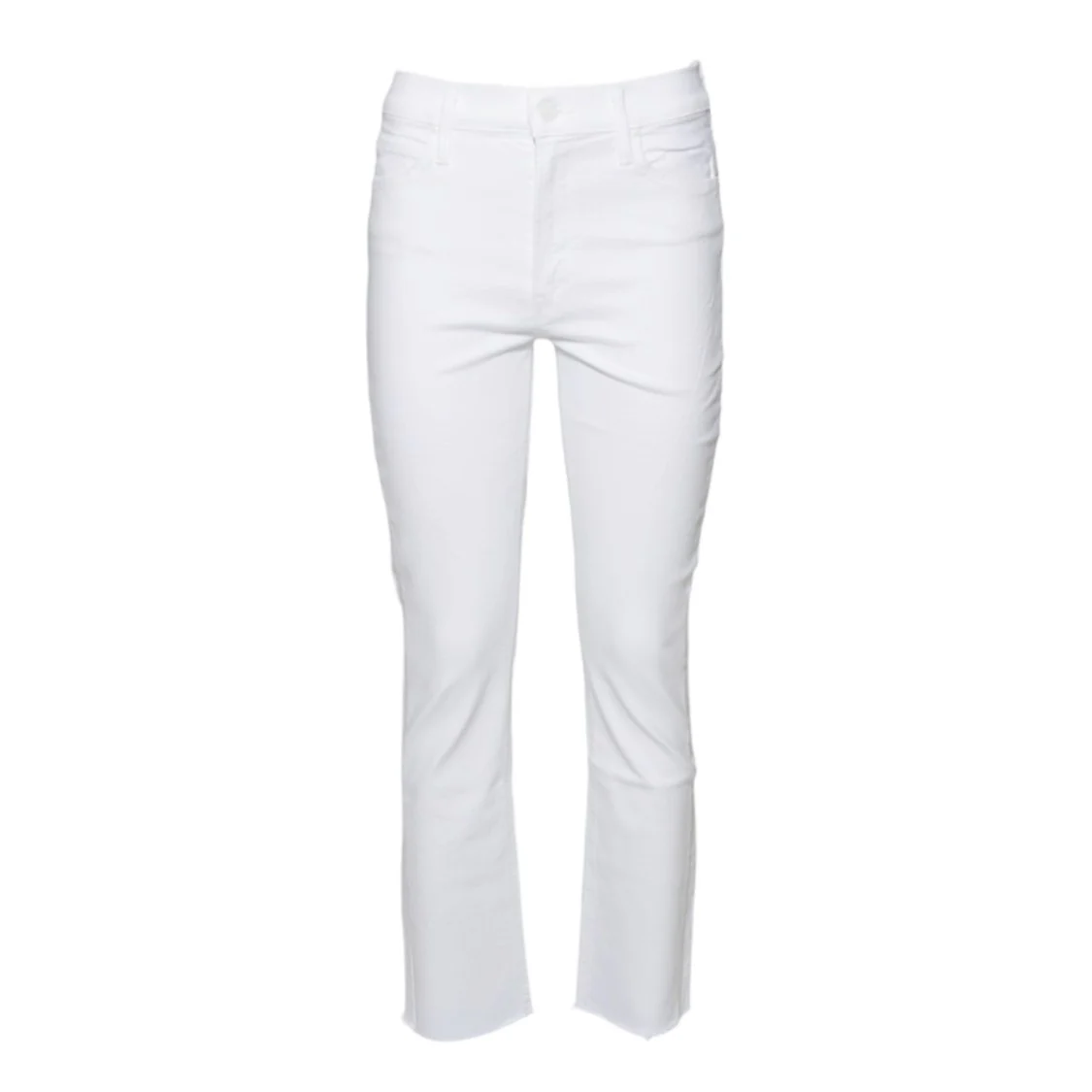 White Cotton The Mid Rise Dazzler Ankle Fray Jeans