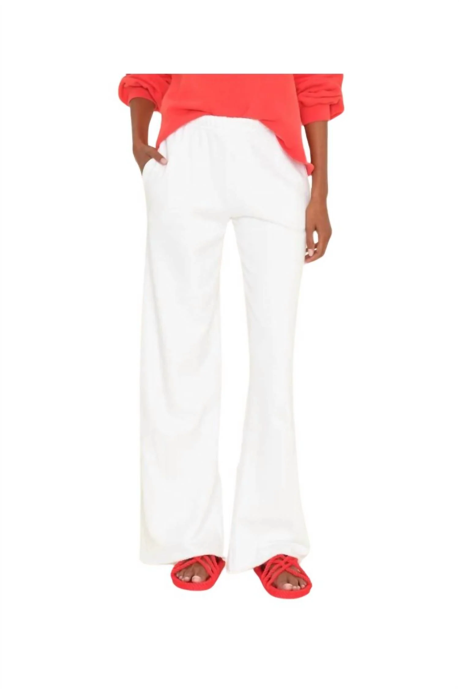 Emmette Wide Leg Sweatpant In Alabaster