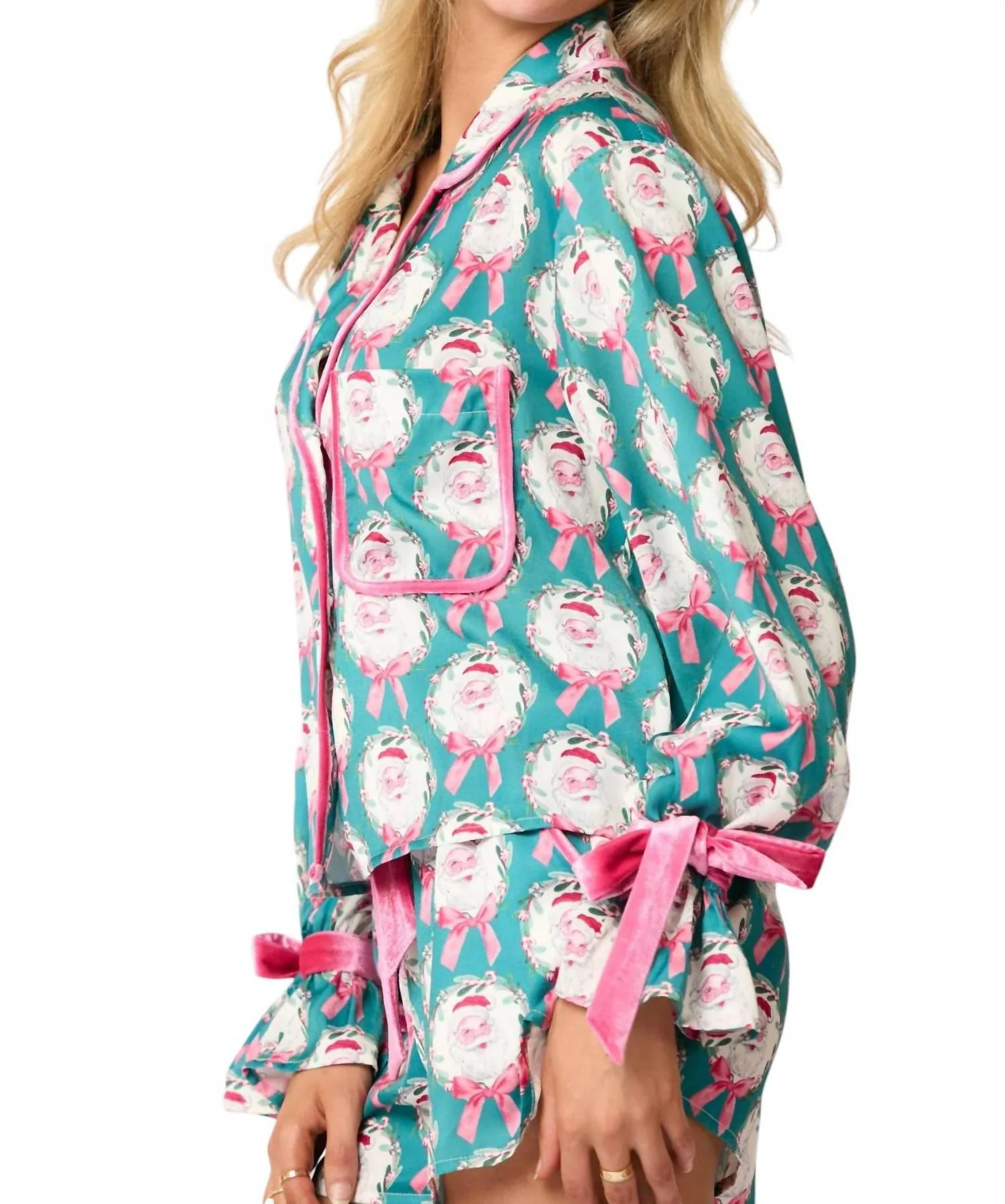 Santa Pj Top In Teal