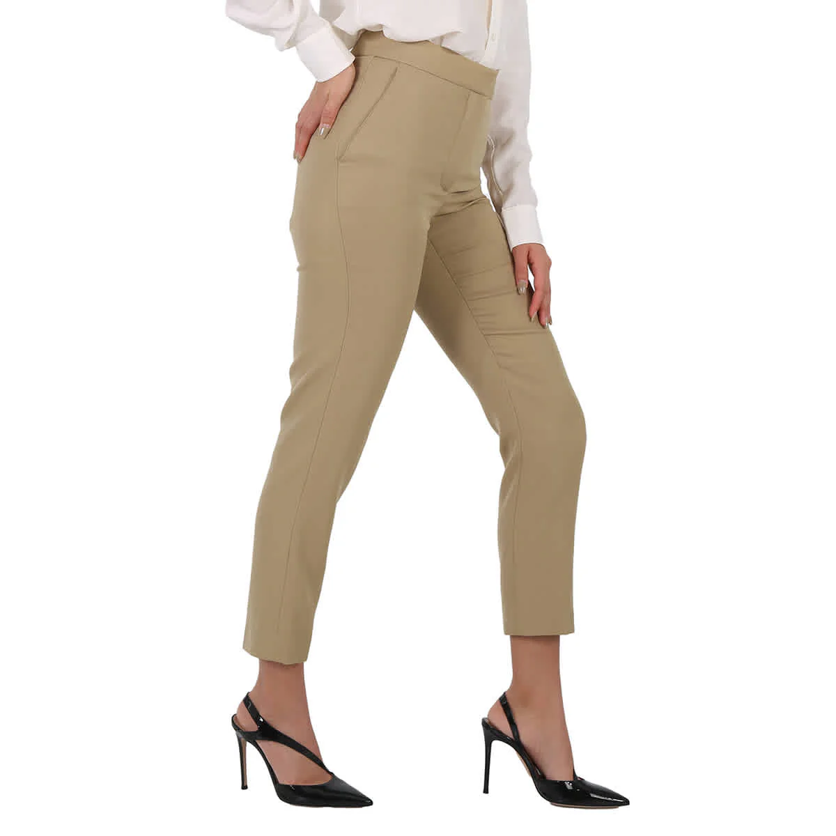Burberry Ladies Tailored Tapered Wool Trousers In Honey
